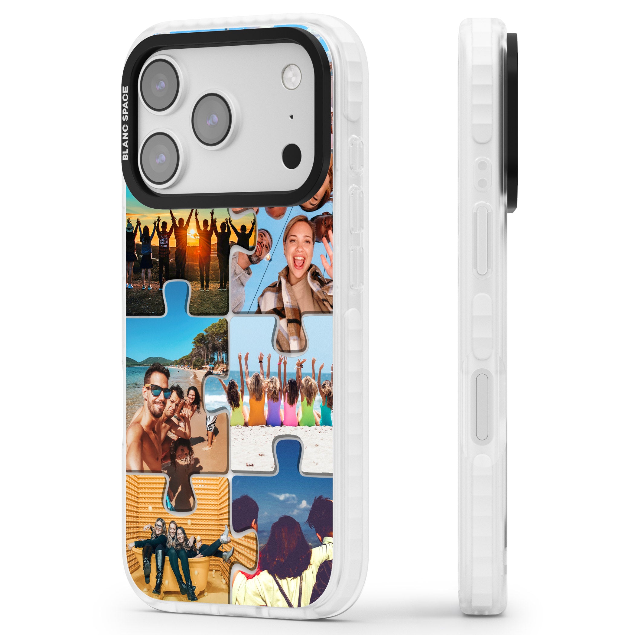 Personalised Jigsaw Photo Grid iPhone 17 Pro Impact Pro Clear Phone Case Side Profile