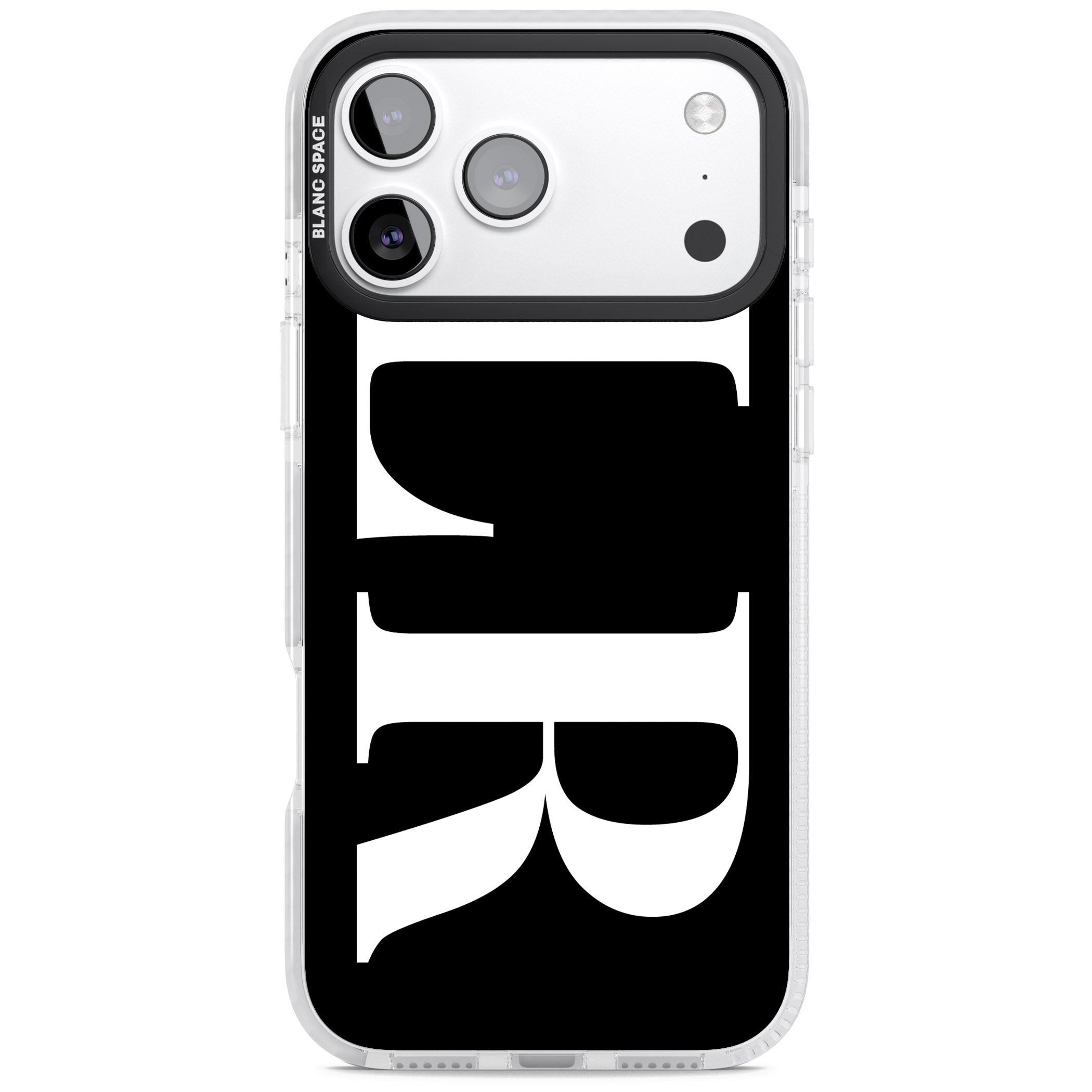 Personalised White & Black Letters iPhone 17 Pro Impact Pro Clear Phone Case