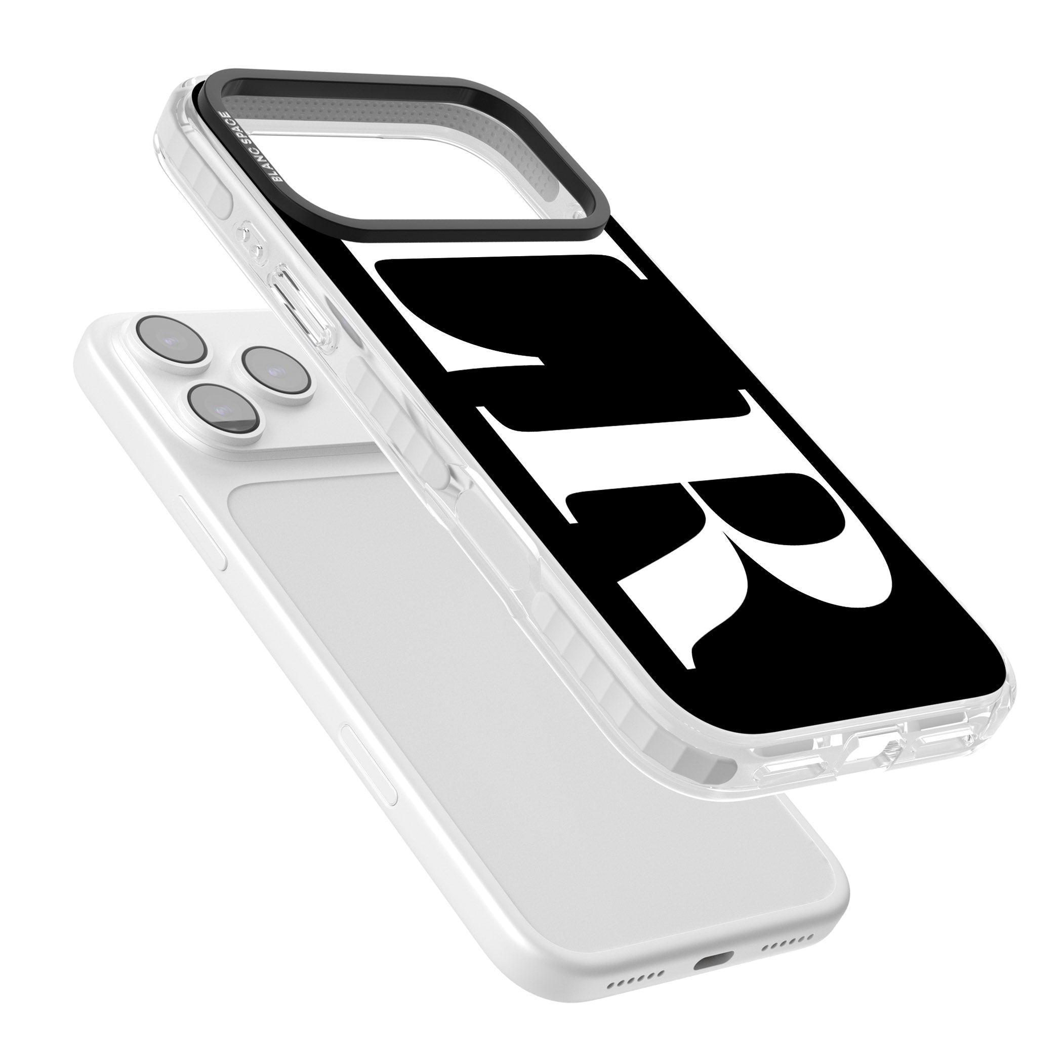 Personalised White & Black Letters iPhone 17 Pro Impact Pro Clear Phone Case Colours