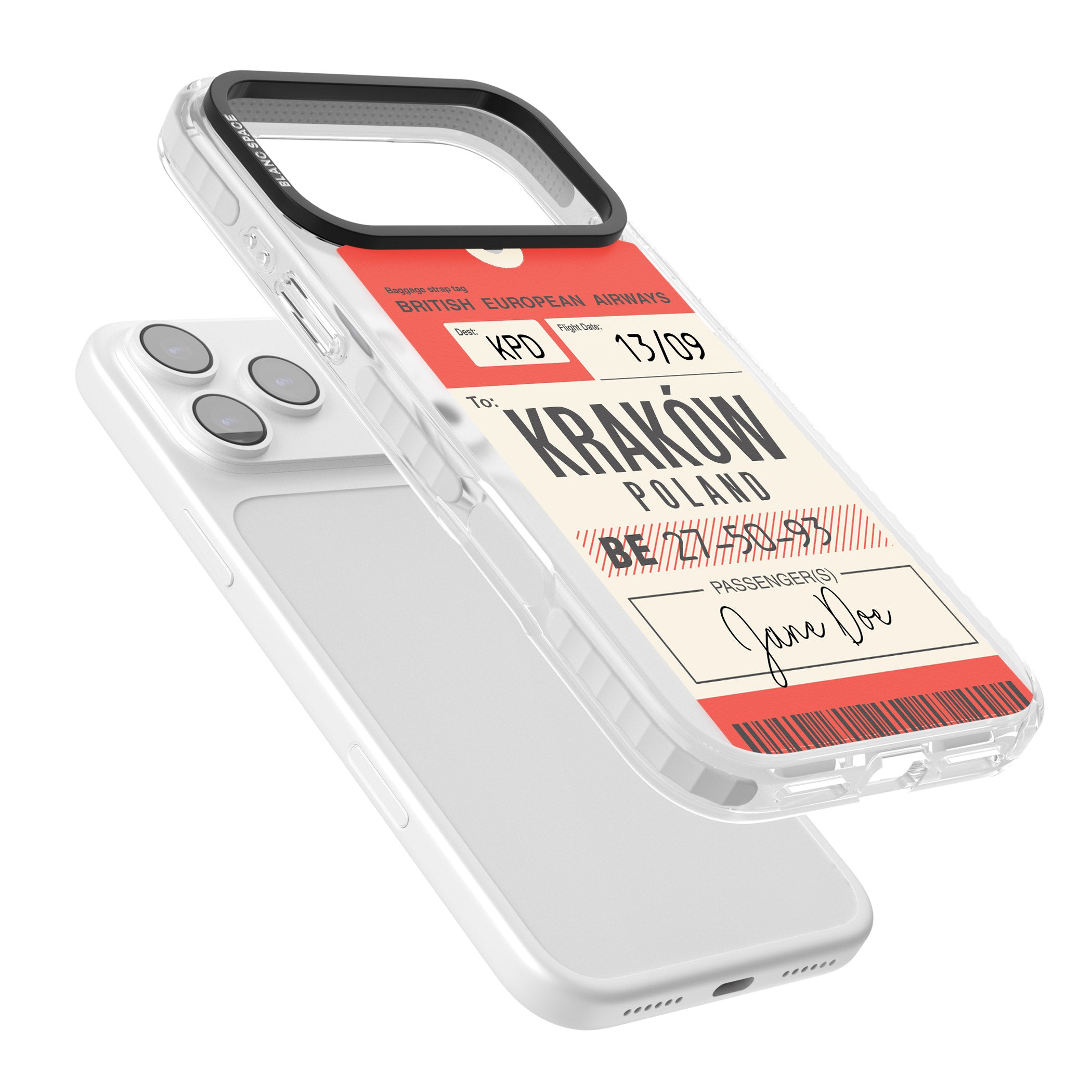 Personalised Vintage Bea Luggage Tag iPhone 17 Pro Impact Pro Clear Phone Case Colours
