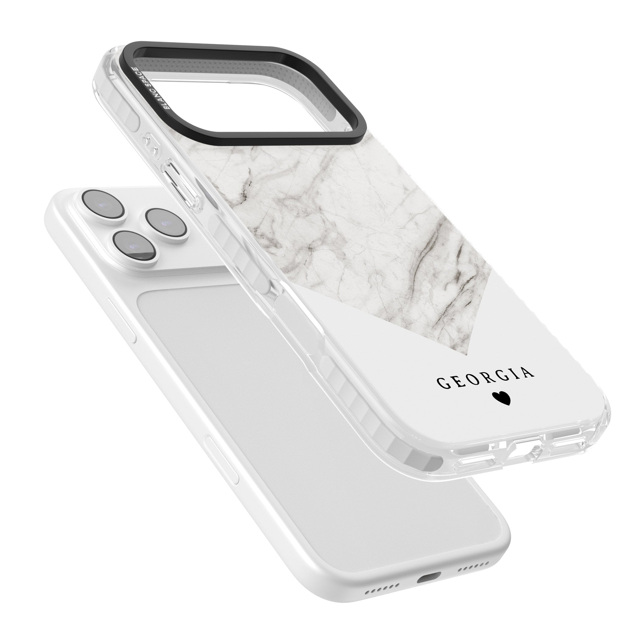 Personalised White Marble iPhone 17 Pro Max Impact Pro Clear Phone Case Colours