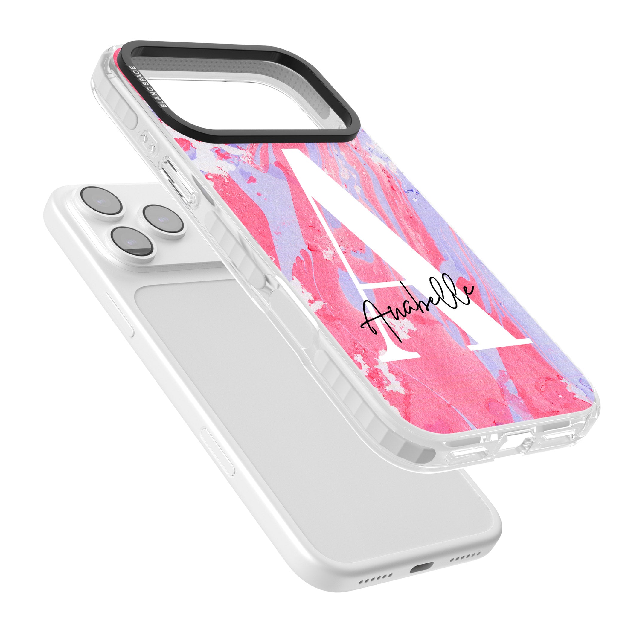 Personalised Pink & Purple Marble iPhone 17 Pro Impact Pro Clear Phone Case Colours