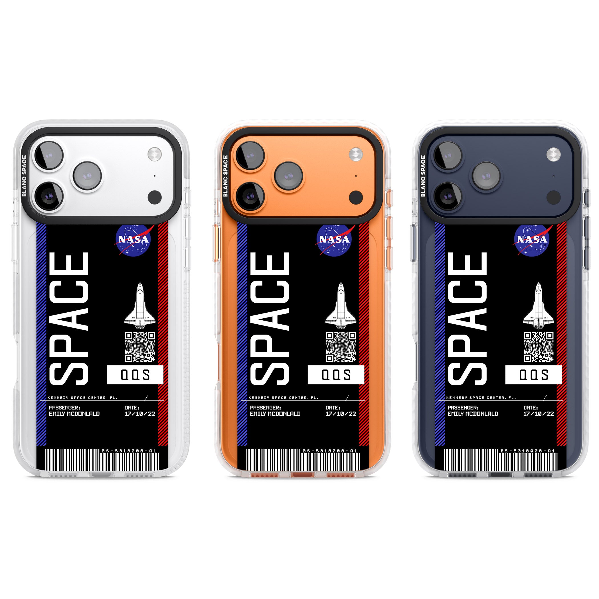 Personalised Nasa Boarding Pass (Dark) iPhone 17 Pro Impact Pro Clear Phone Case APT Impact Protection