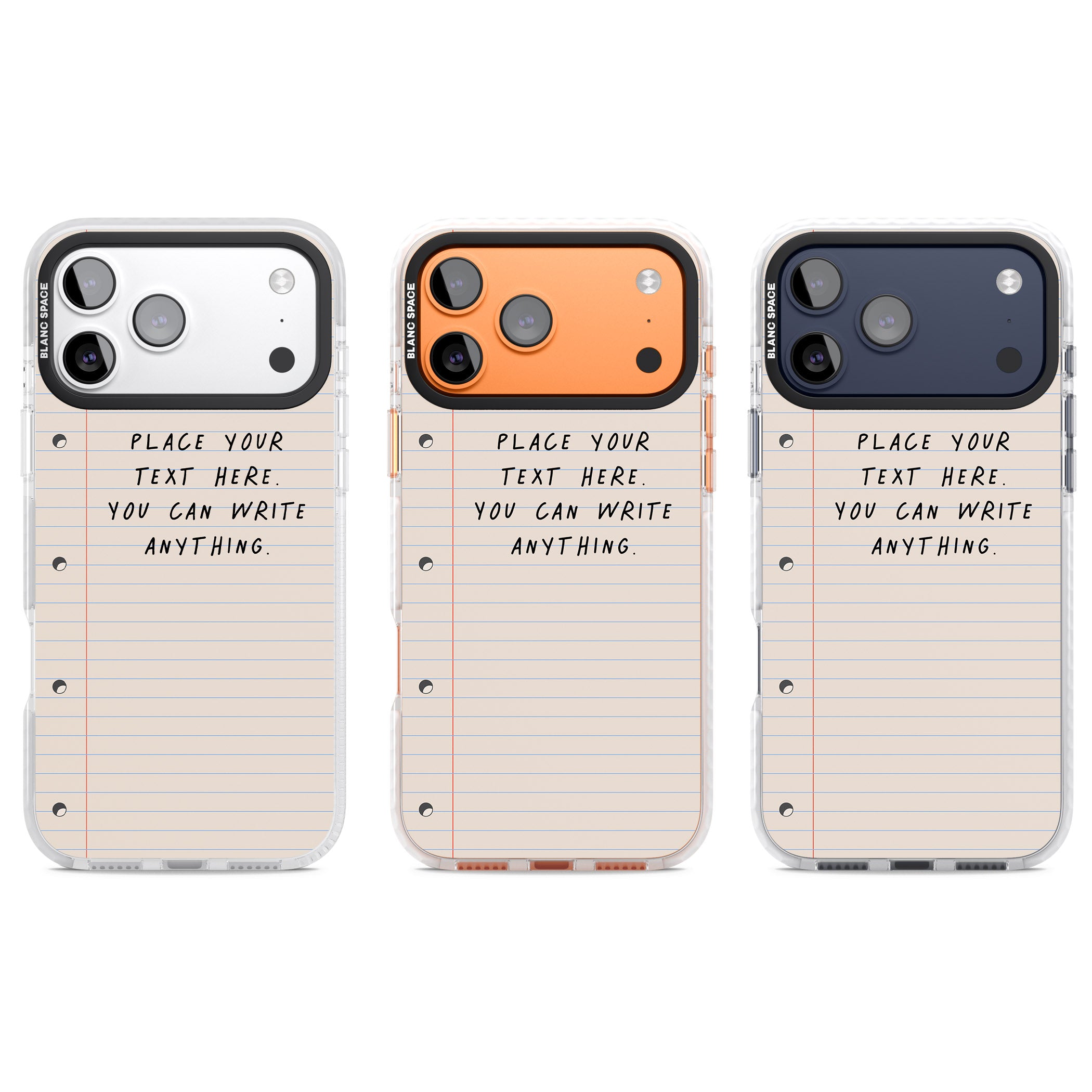 Personalised Lined Paper iPhone 17 Pro Impact Pro Clear Phone Case APT Impact Protection