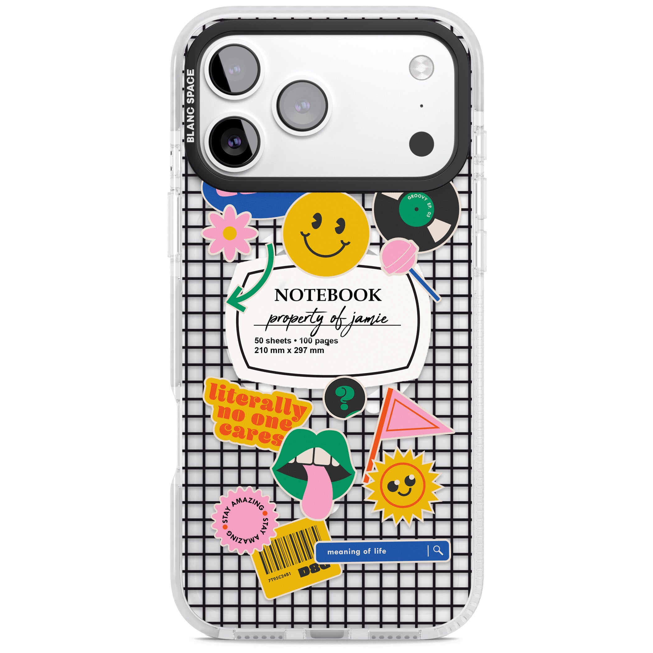 Personalised Sticker Mix Grid iPhone 17 Pro Impact Pro Clear Phone Case