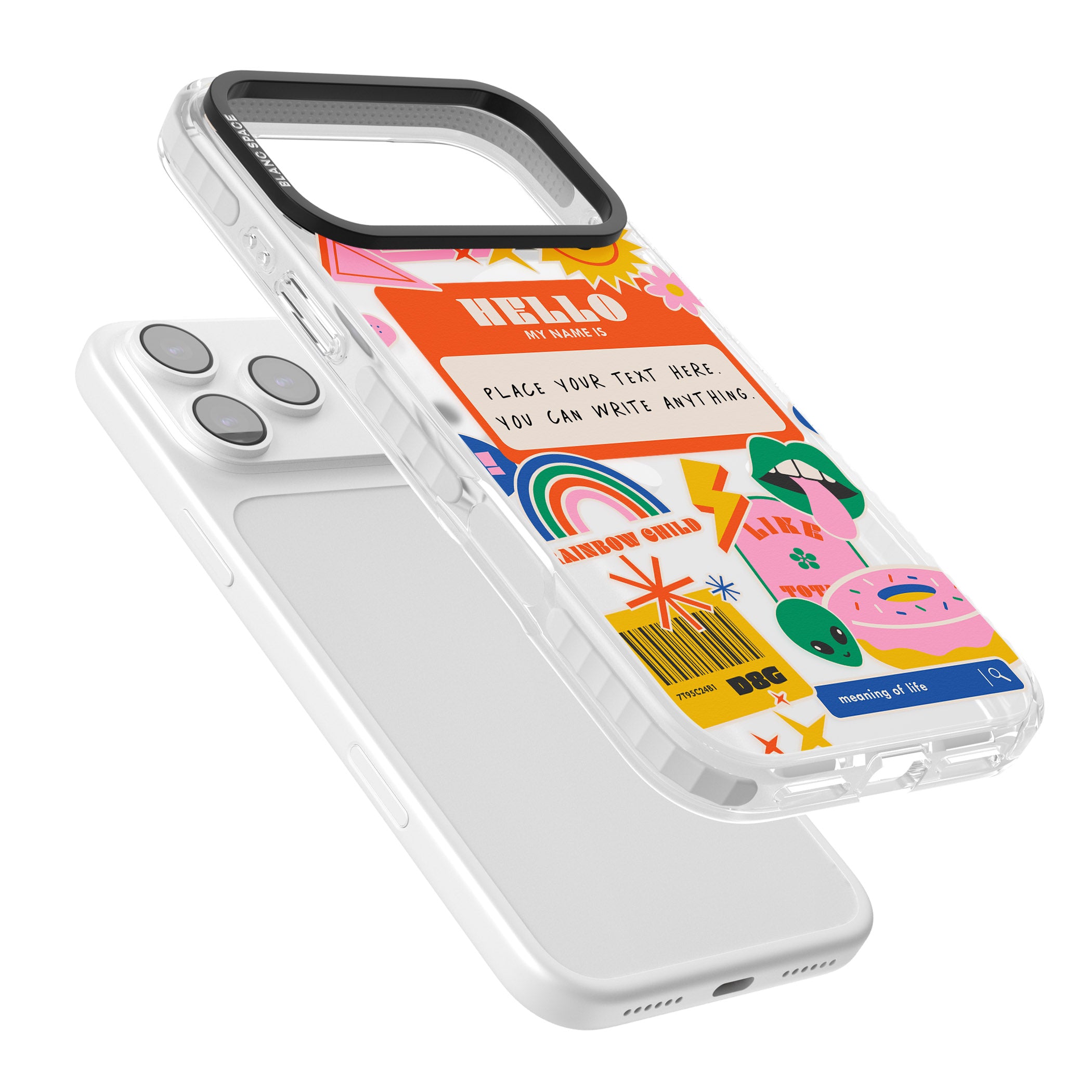 Personalised Retro Vibes Sticker iPhone 17 Pro Impact Pro Clear Phone Case Colours