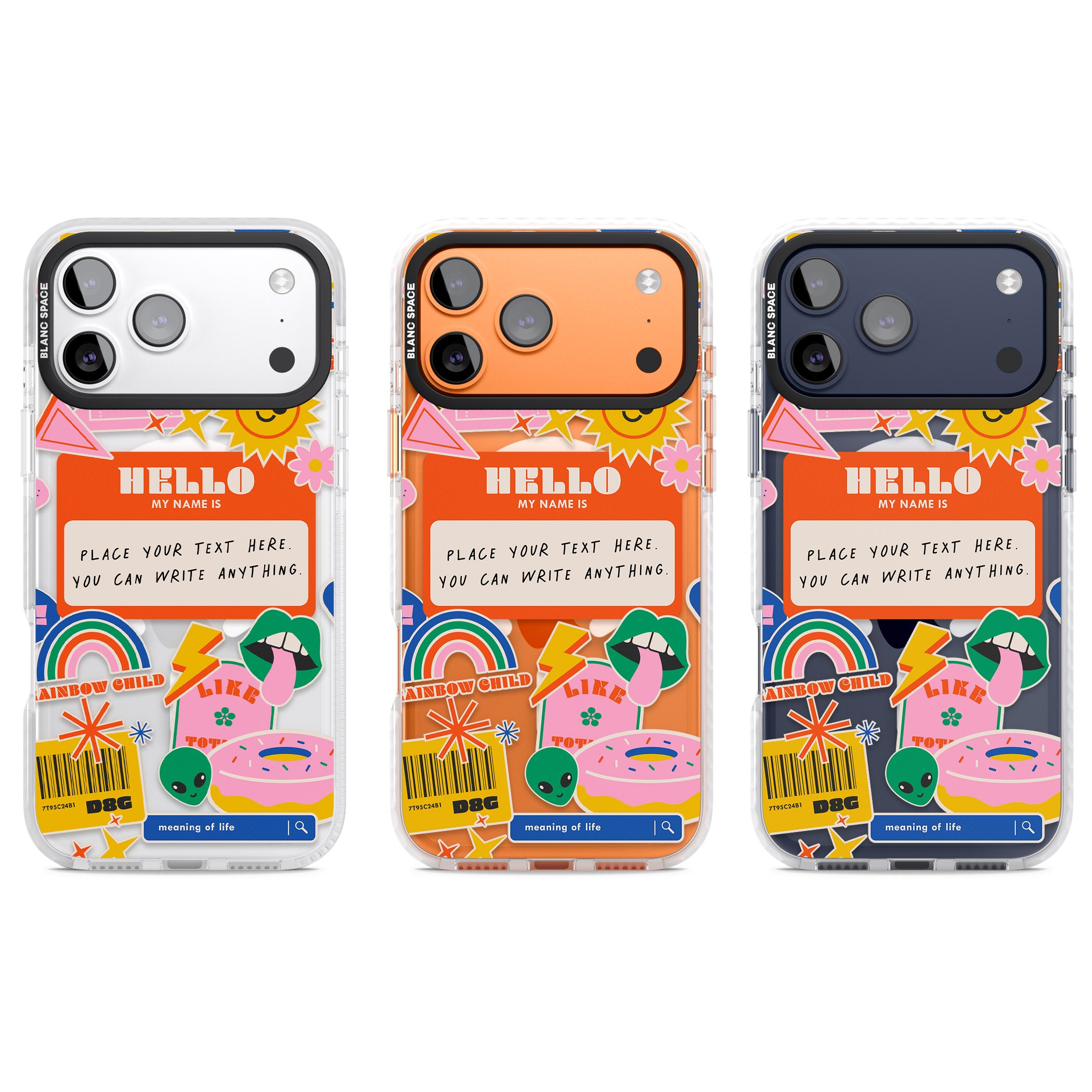 Personalised Retro Vibes Sticker iPhone 17 Pro Impact Pro Clear Phone Case APT Impact Protection