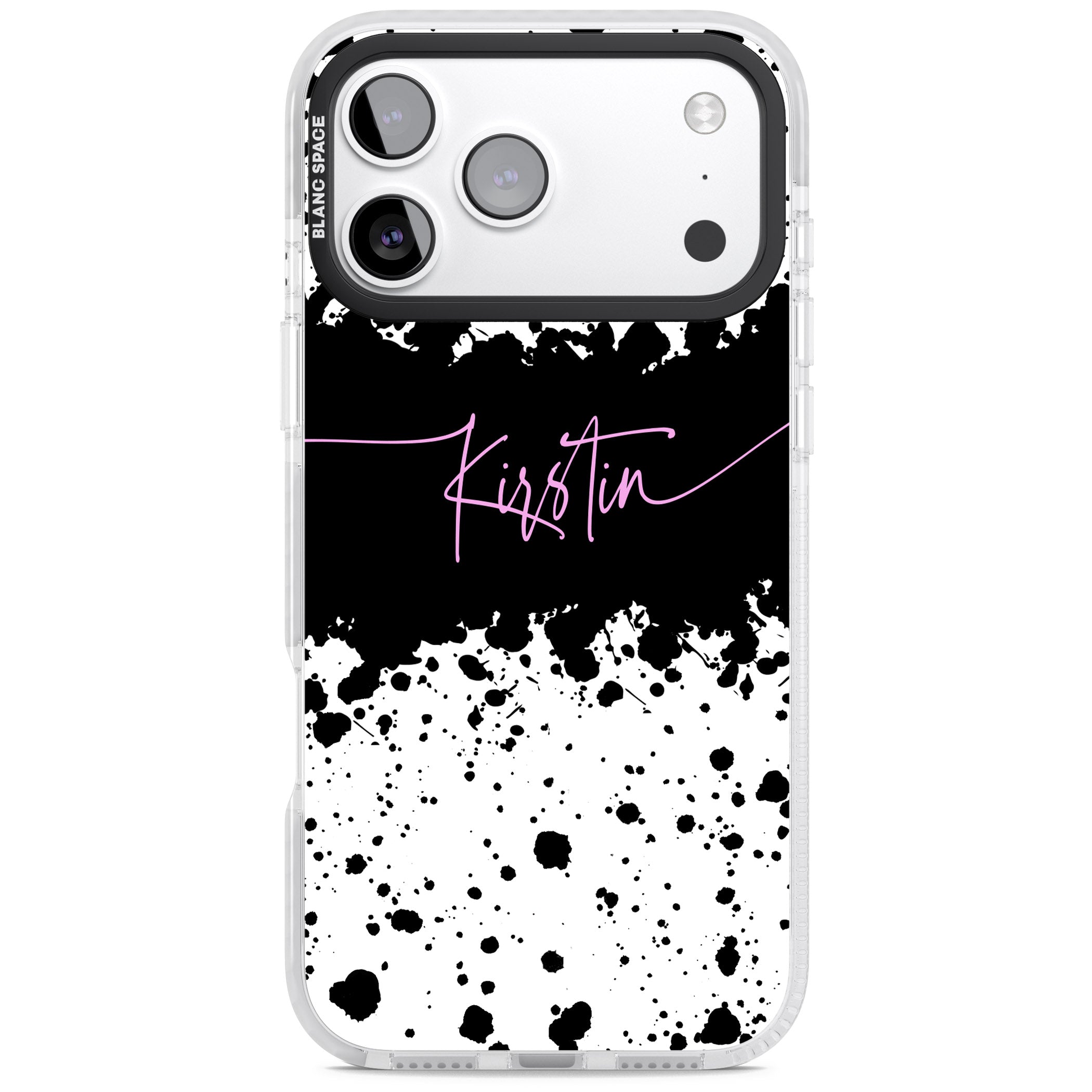Personalised Bold Paint Splatters iPhone 17 Pro Impact Pro Clear Phone Case