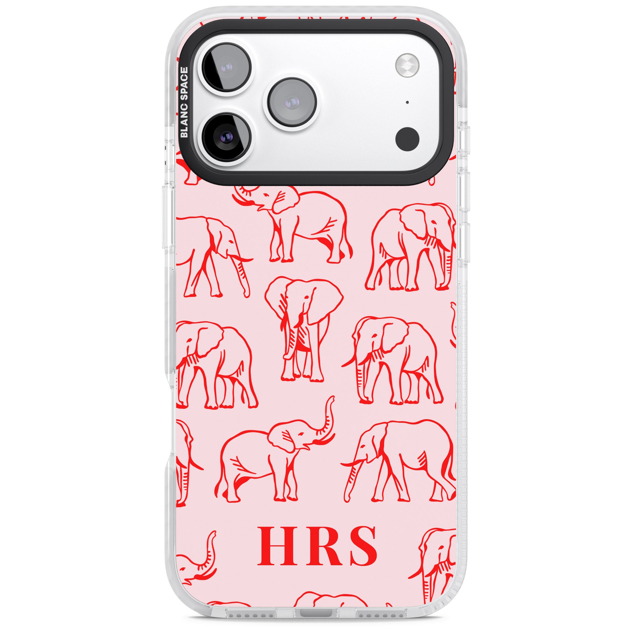 Personalised Red Elephant Outline iPhone 17 Pro Impact Pro Clear Phone Case