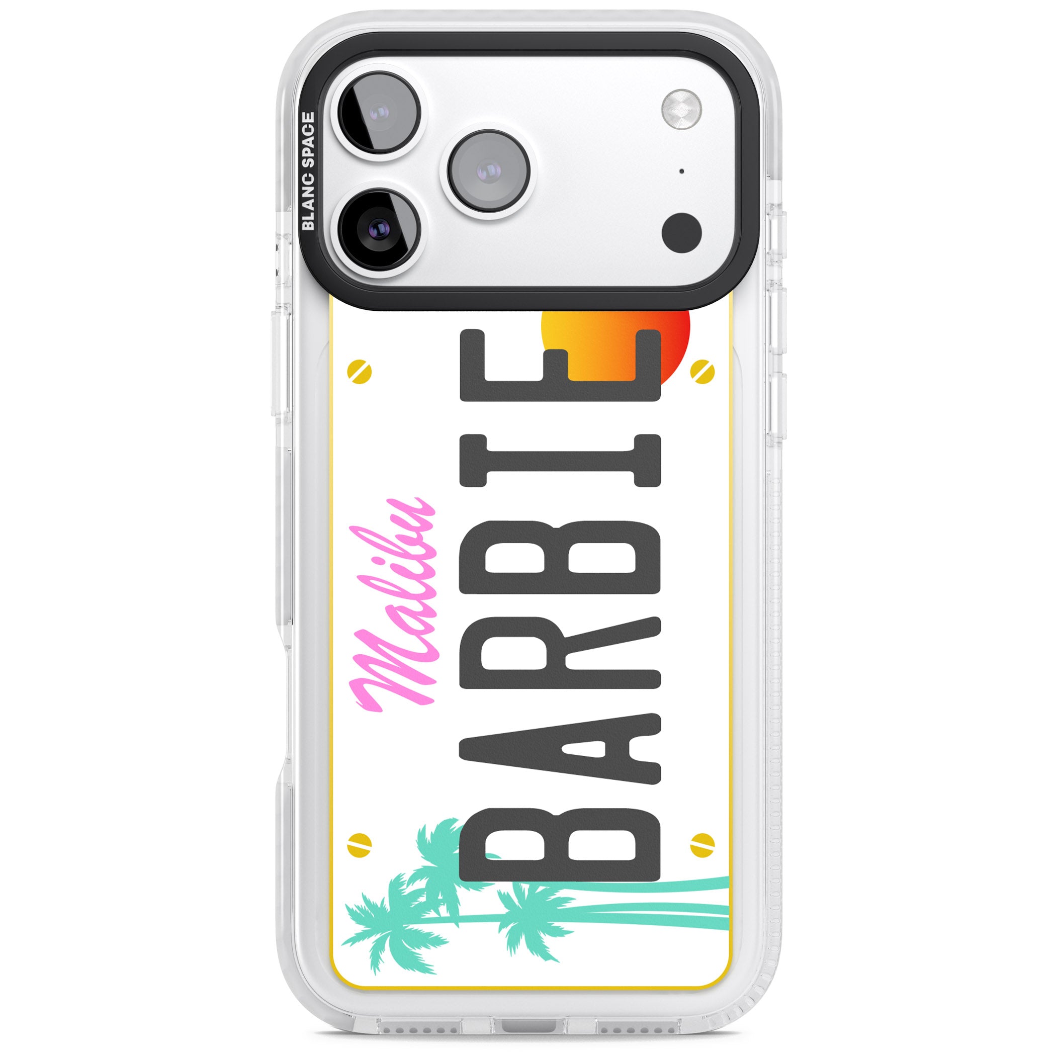 Personalised Malibu License Plate iPhone 17 Pro Impact Pro Clear Phone Case