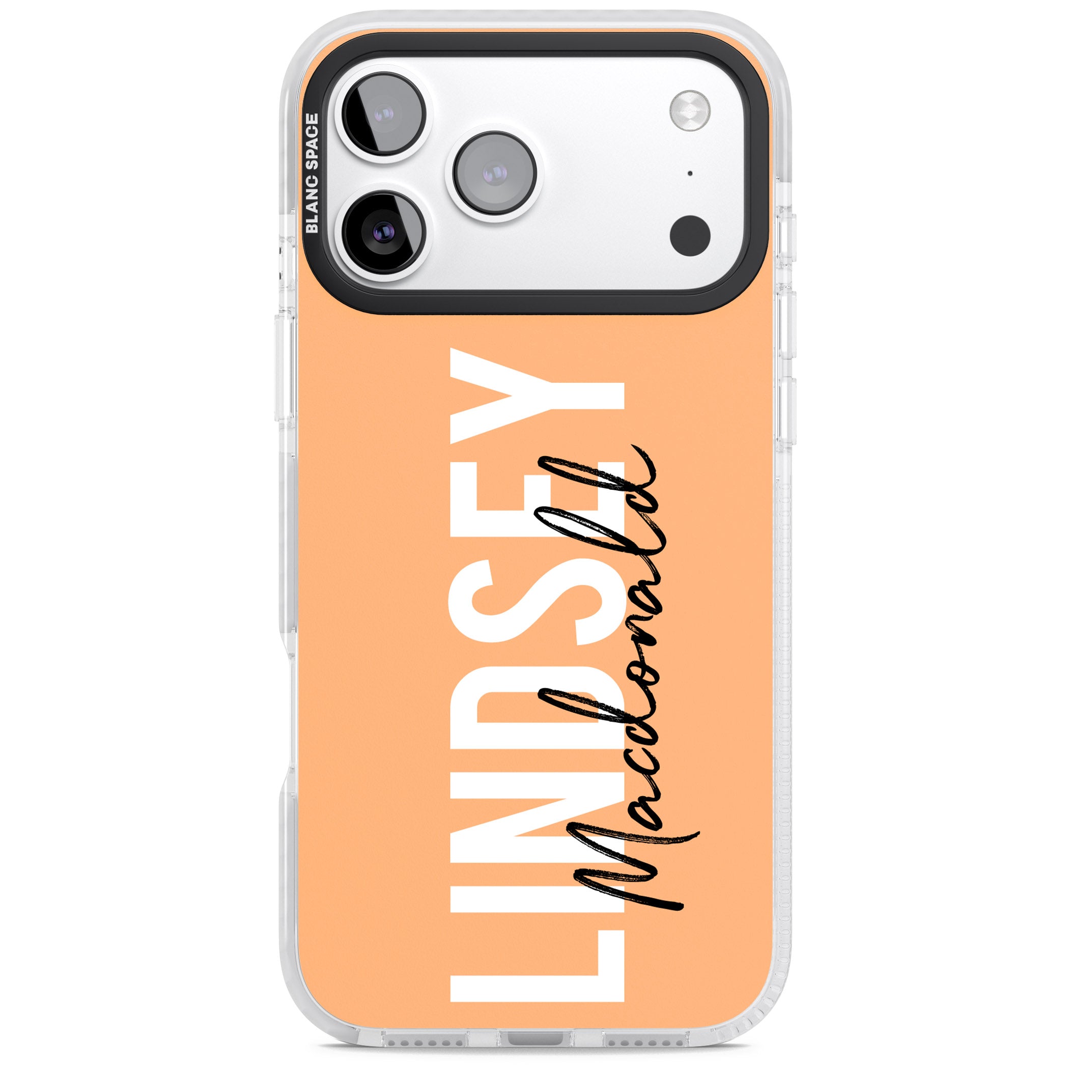 Personalised Bold Name: Peach iPhone 17 Pro Impact Pro Clear Phone Case