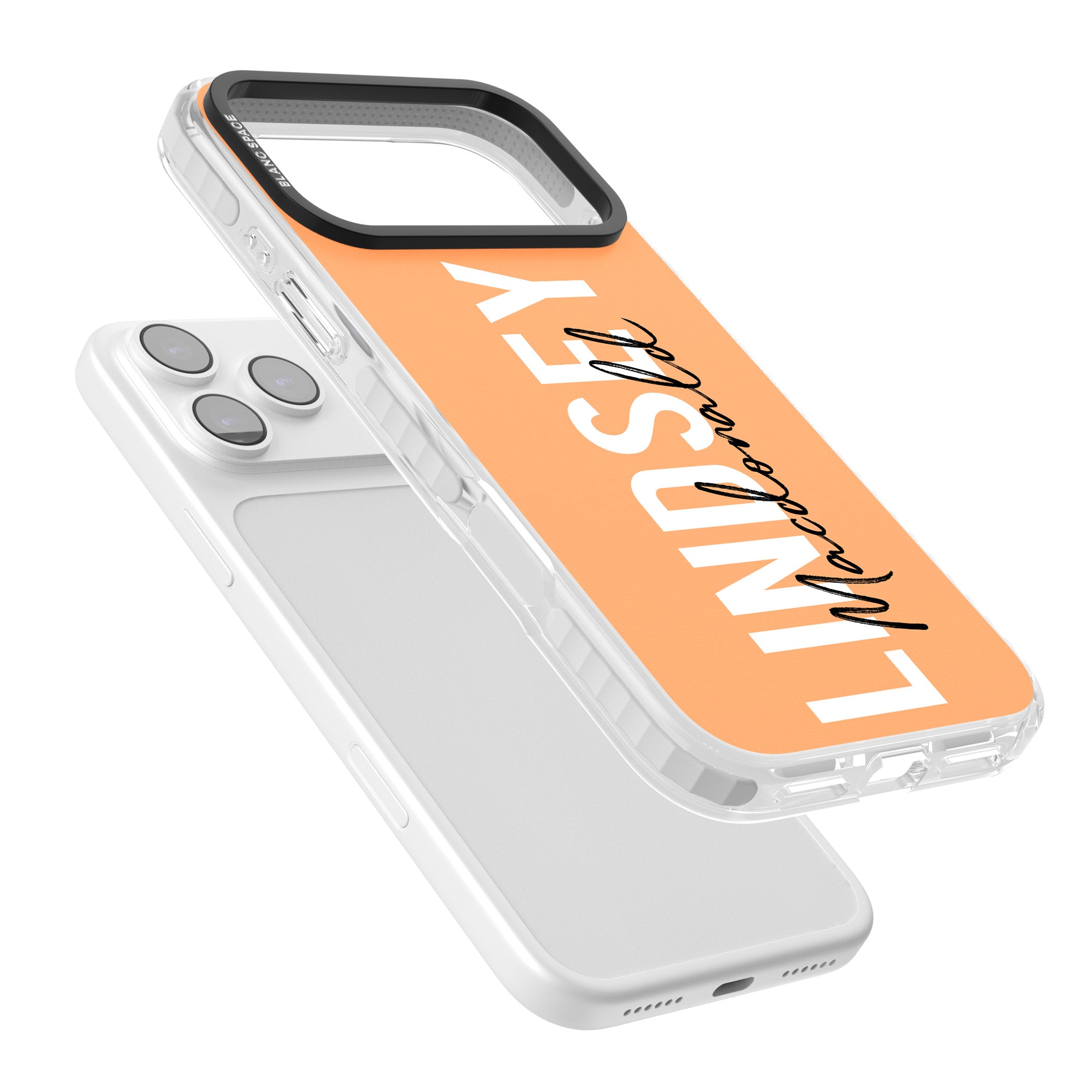 Personalised Bold Name: Peach iPhone 17 Pro Impact Pro Clear Phone Case Colours