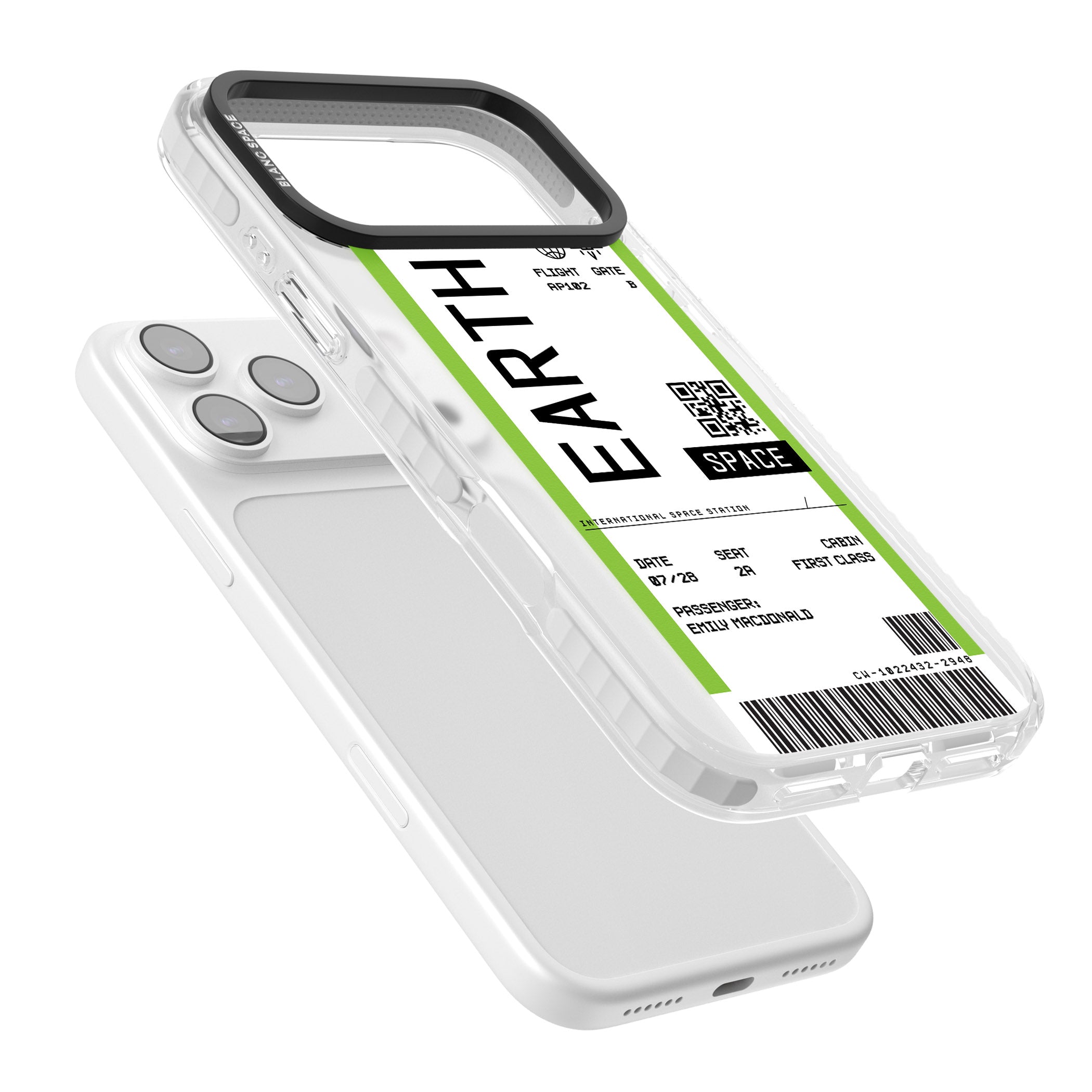 Personalised Earth Travel Ticket iPhone 17 Pro Impact Pro Clear Phone Case Colours