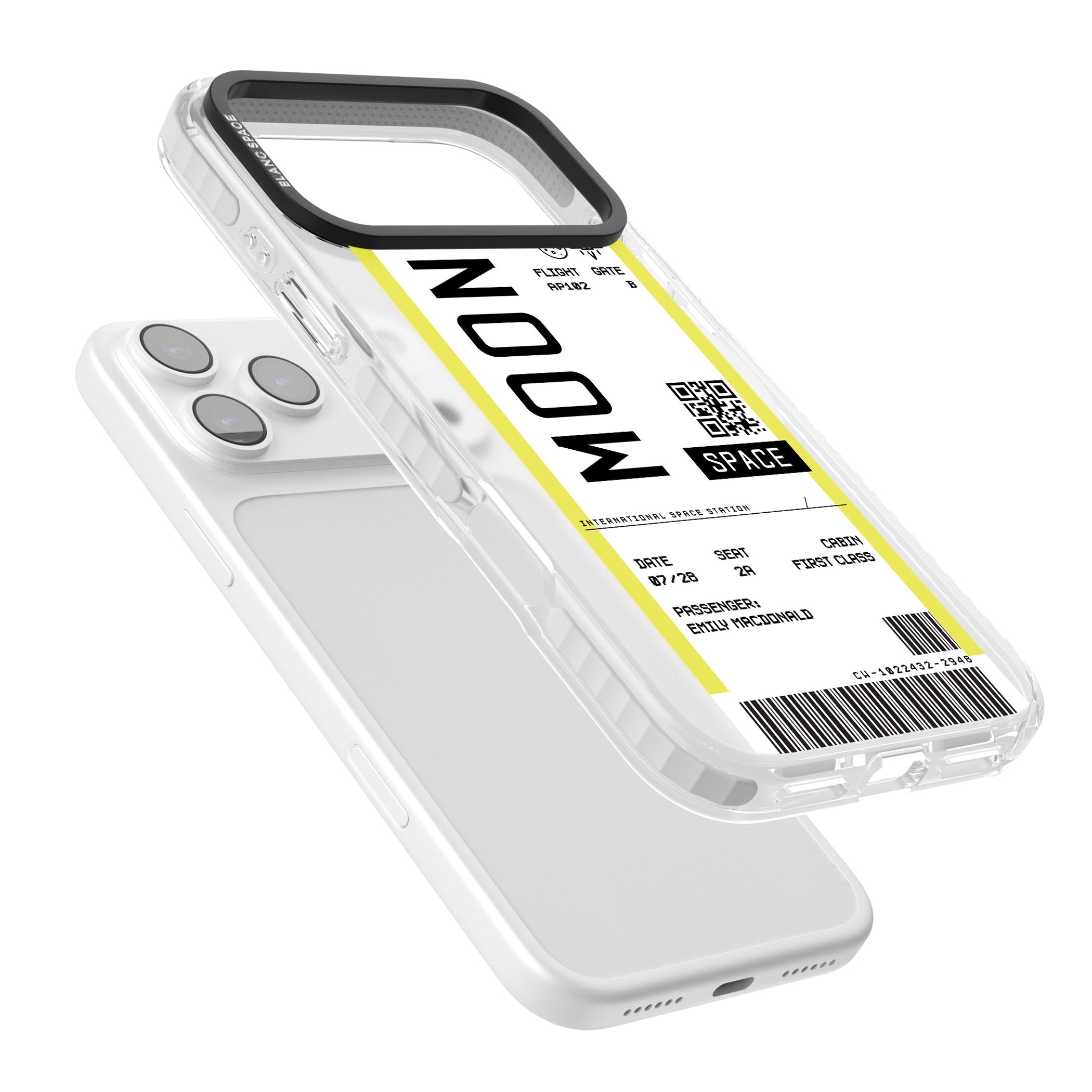 Personalised Moon Travel Ticket iPhone 17 Pro Impact Pro Clear Phone Case Colours