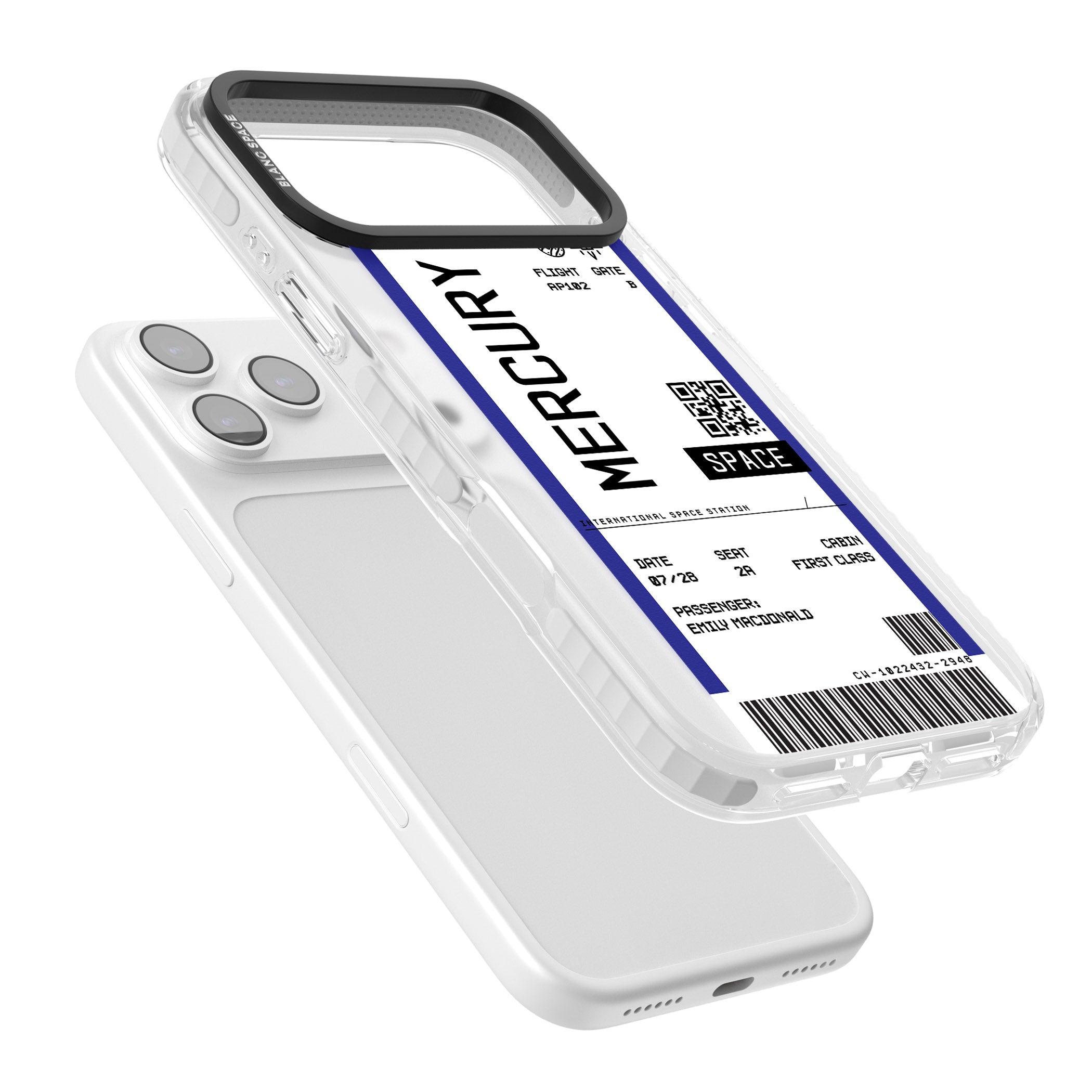 Personalised Mercury Travel Ticket iPhone 17 Pro Impact Pro Clear Phone Case Colours