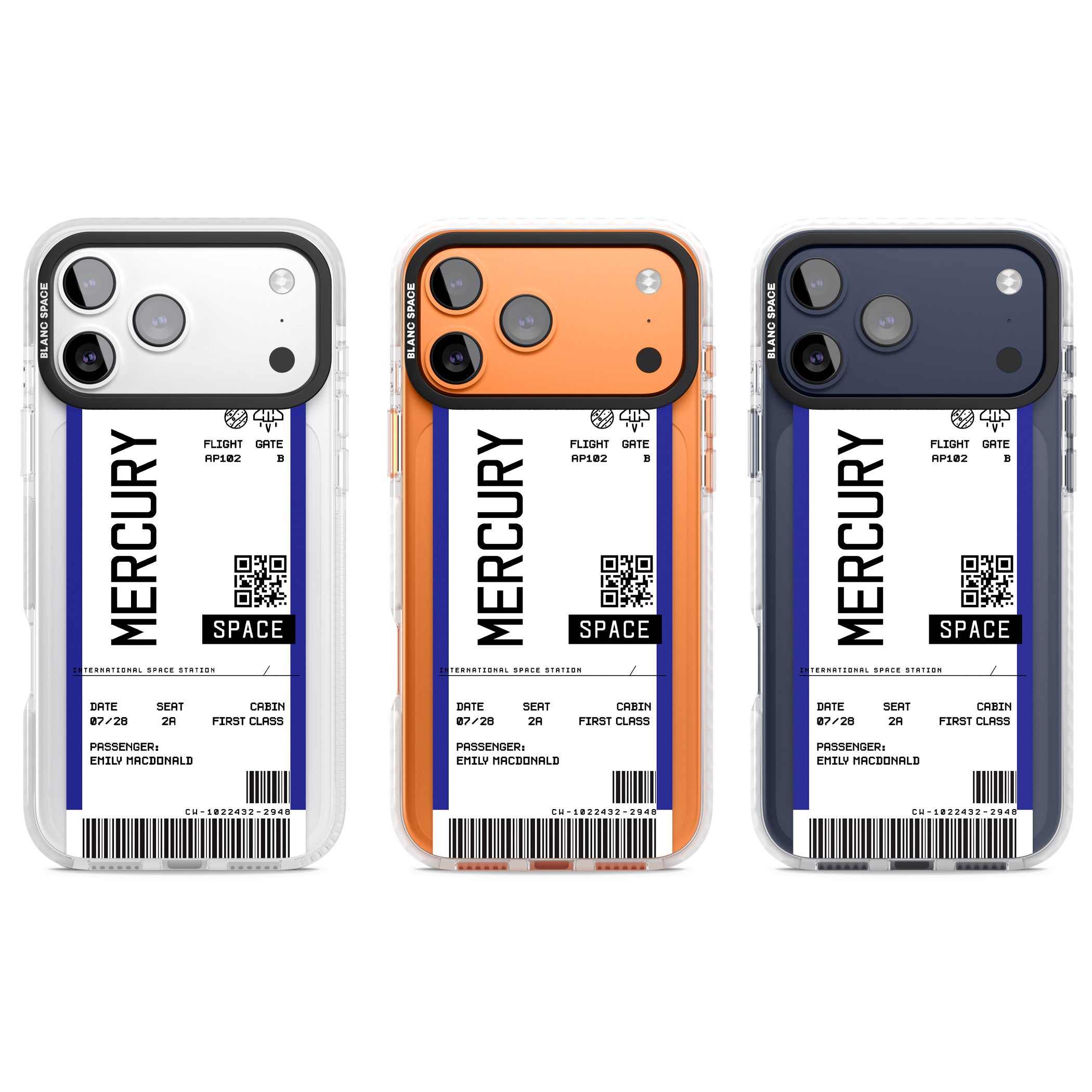Personalised Mercury Travel Ticket iPhone 17 Pro Impact Pro Clear Phone Case APT Impact Protection