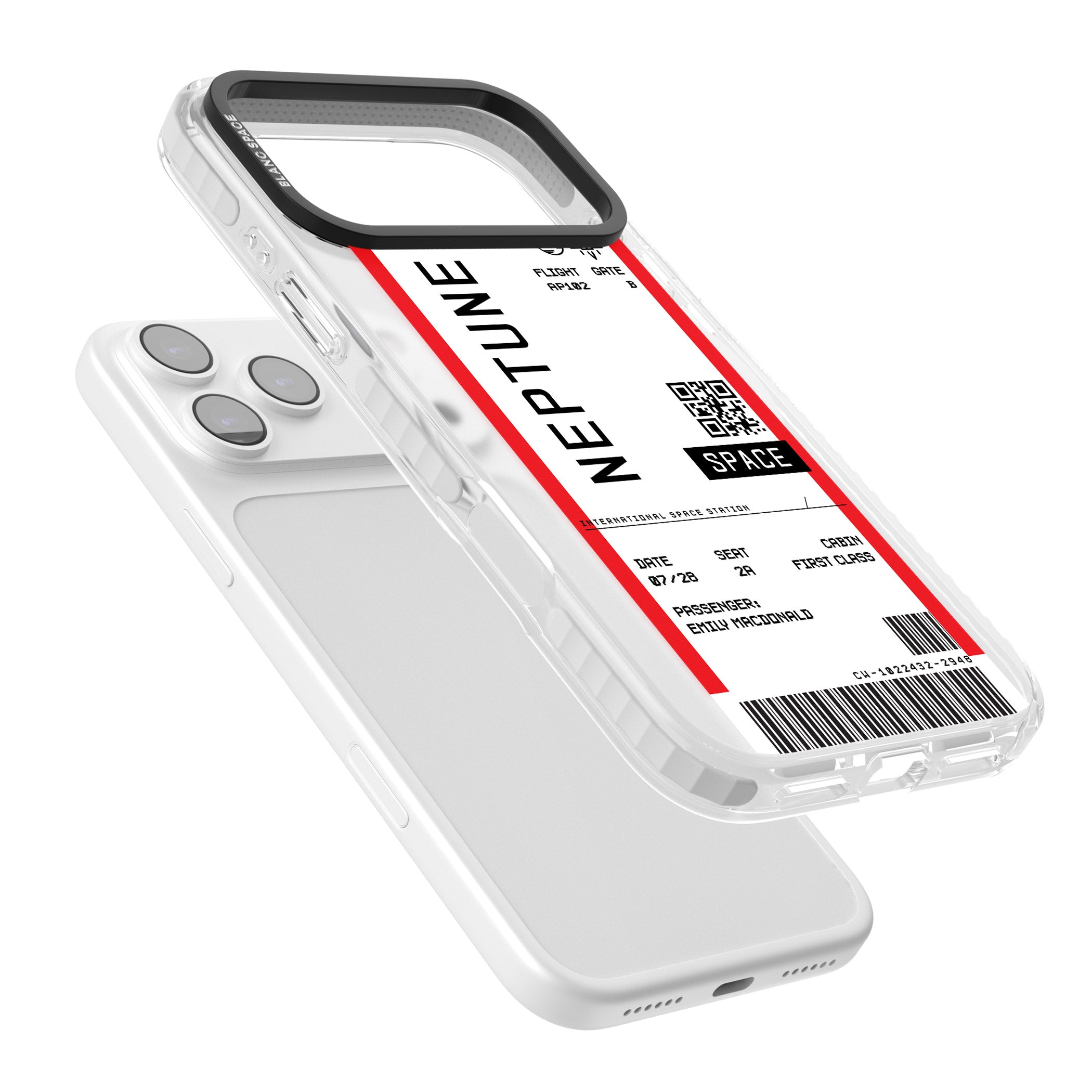 Personalised Neptune Travel Ticket iPhone 17 Pro Impact Pro Clear Phone Case Colours