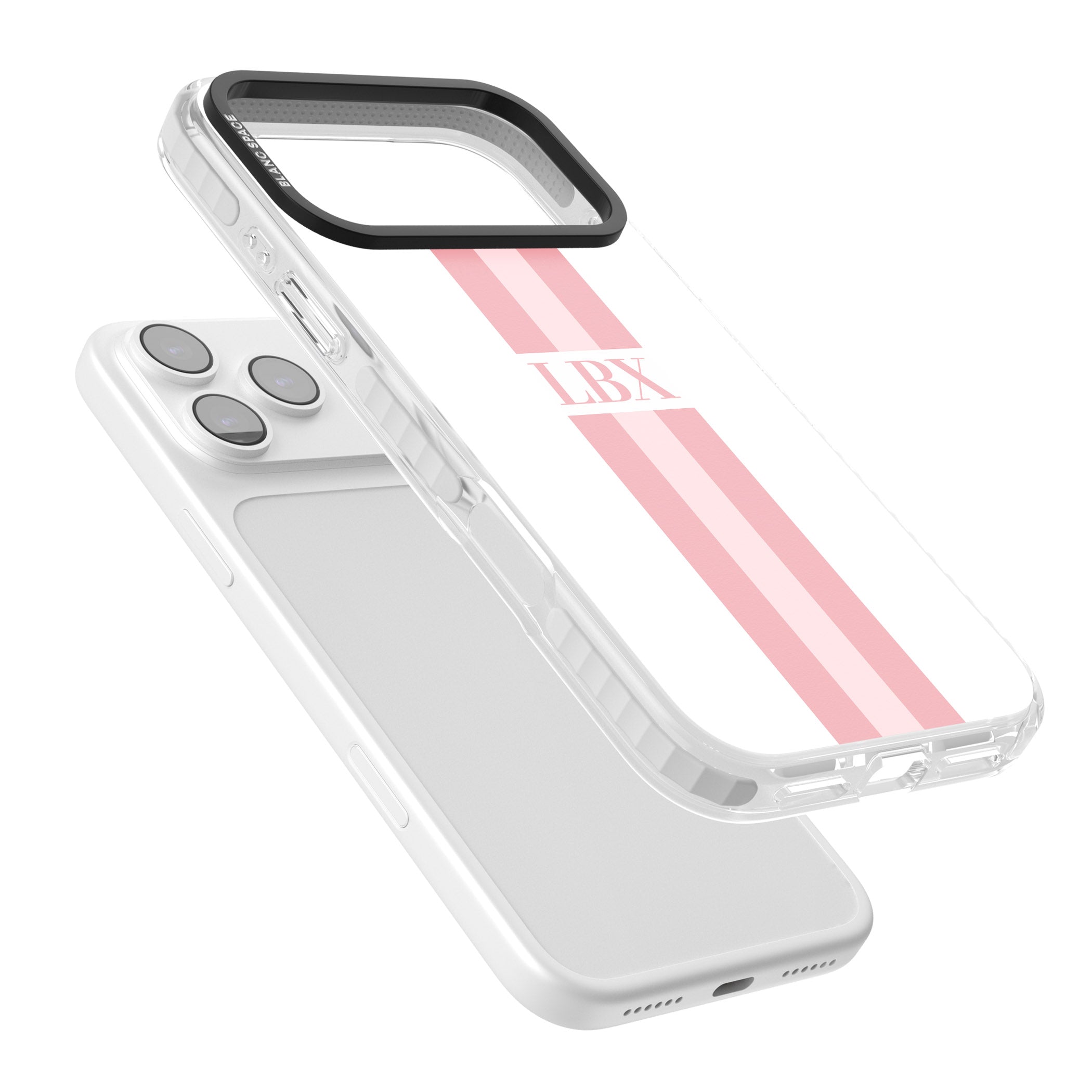 Personalised Minimal Pink Stripe iPhone 17 Pro Impact Pro Clear Phone Case Colours