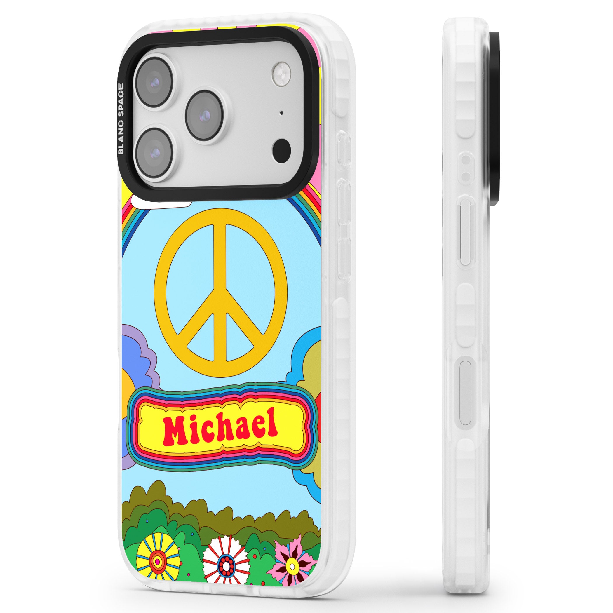 Personalised Happy Days iPhone 17 Pro Impact Pro Clear Phone Case Side Profile