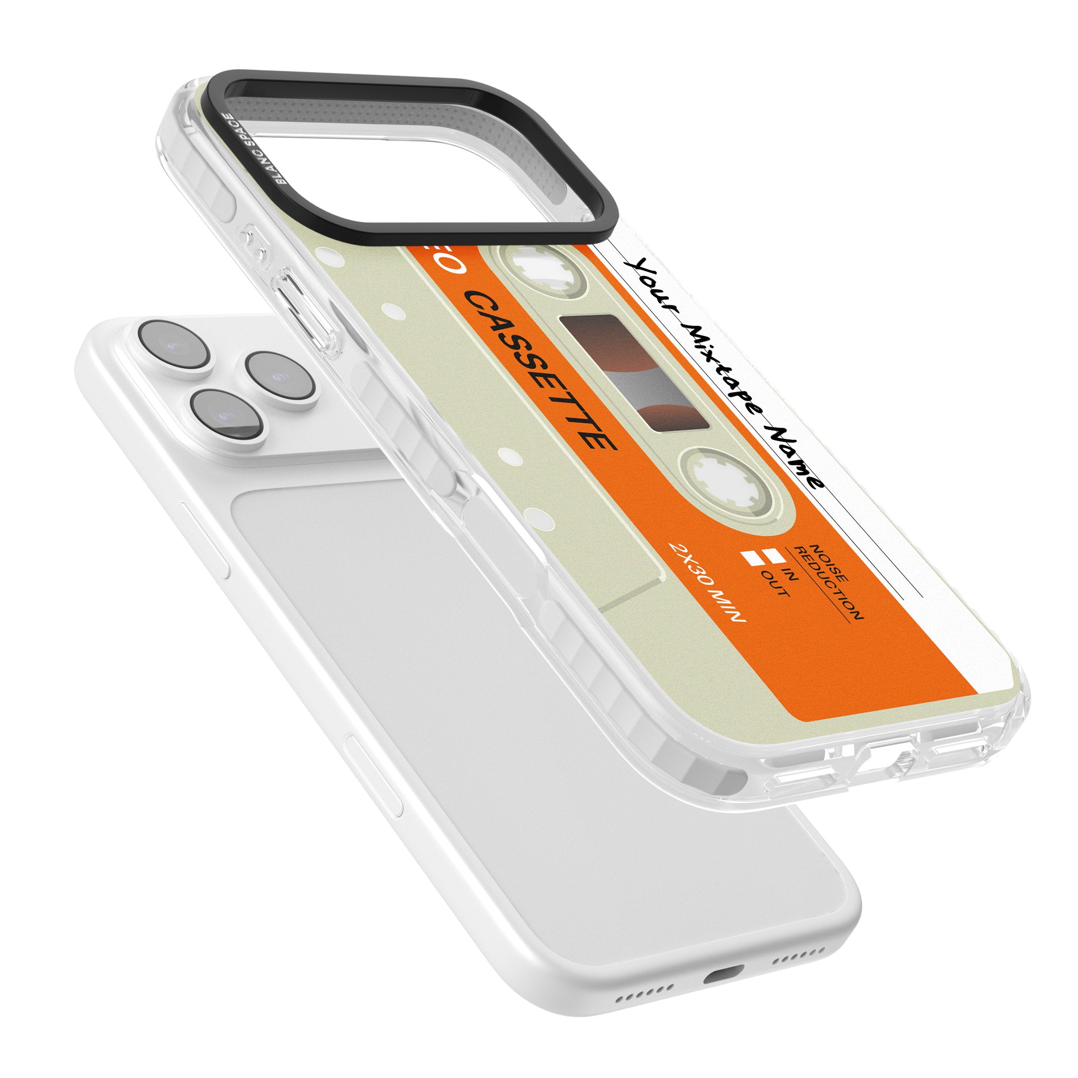 Personalised Retro Cassette Classic iPhone 17 Pro Impact Pro Clear Phone Case Colours