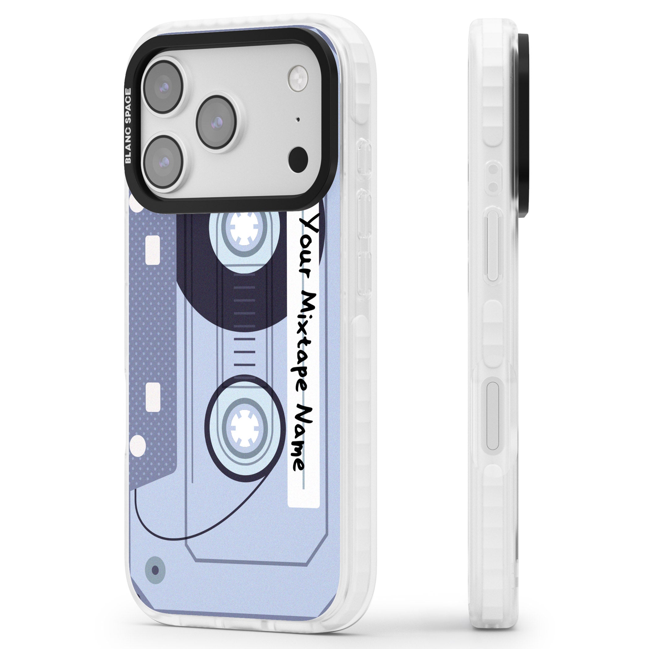 Personalised Retro Mixtape Industrial iPhone 17 Pro Impact Pro Clear Phone Case Side Profile