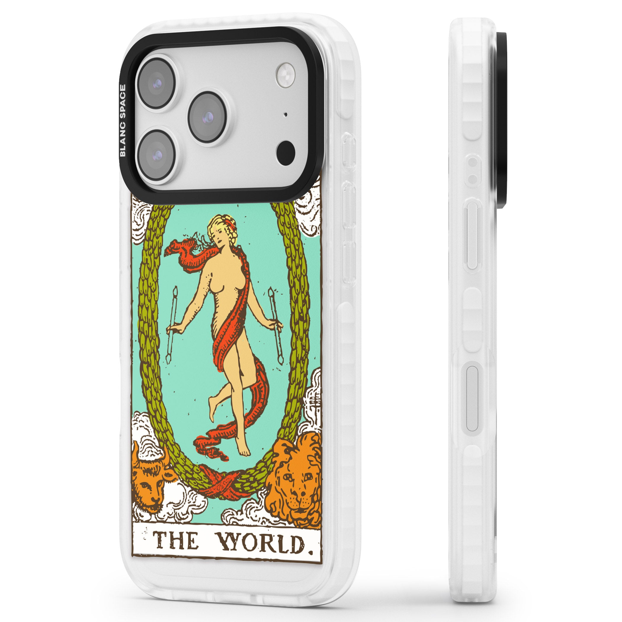 Personalised The World Tarot Card (Color) iPhone 17 Pro Impact Pro Clear Phone Case Side Profile