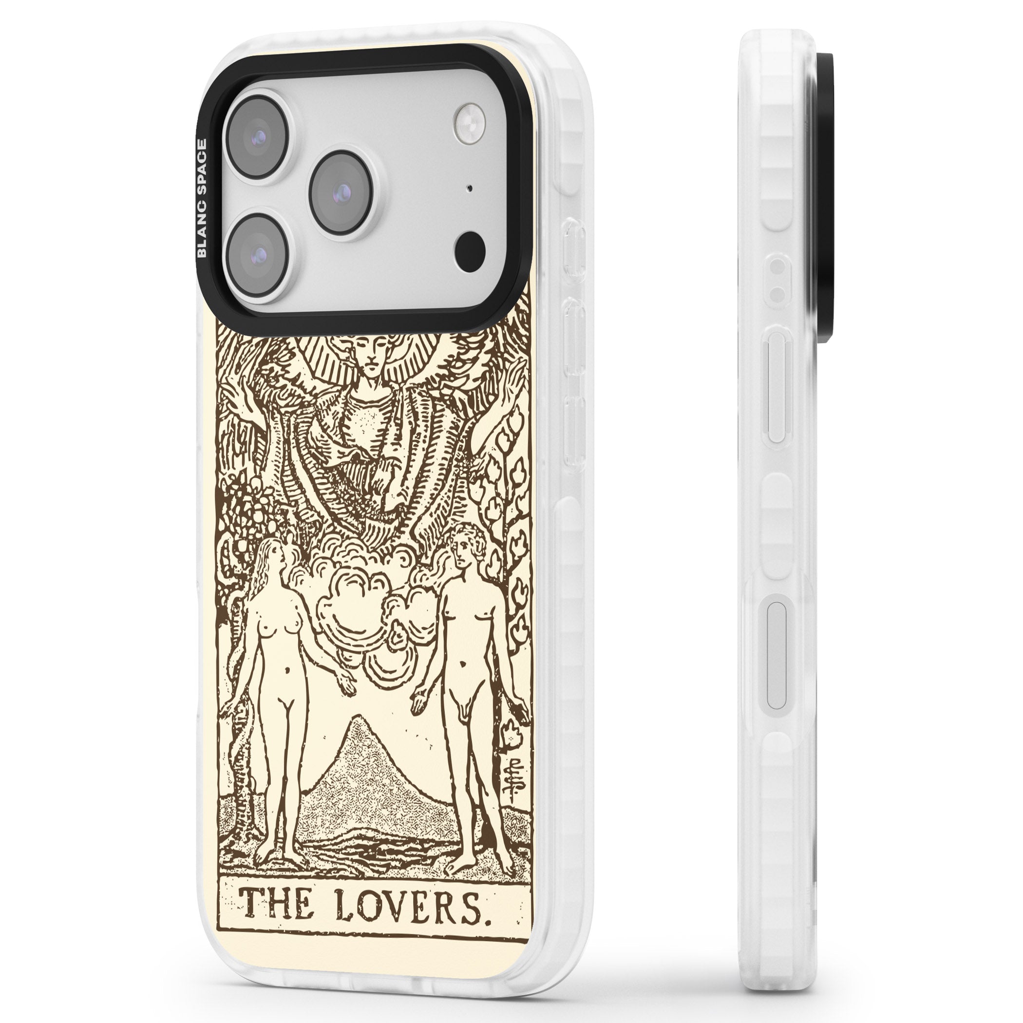 Personalised The Lovers Tarot Card (Cream) iPhone 17 Pro Impact Pro Clear Phone Case Side Profile