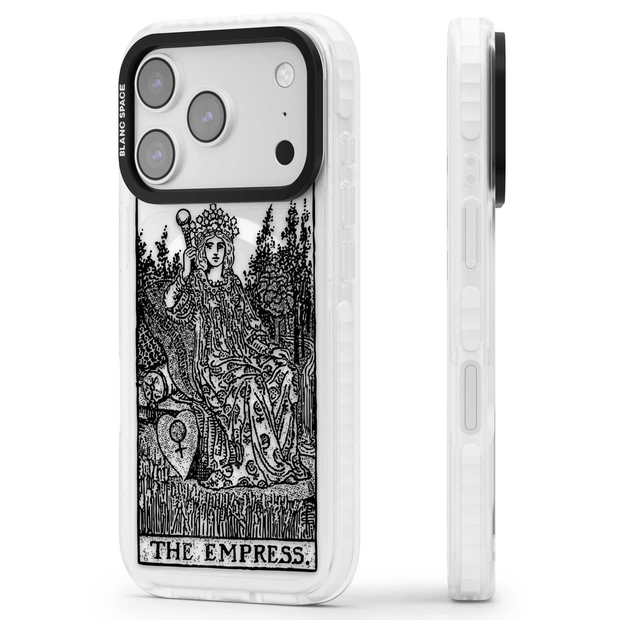 Personalised The Empress Tarot Card (Clear) iPhone 17 Pro Impact Pro Clear Phone Case Side Profile