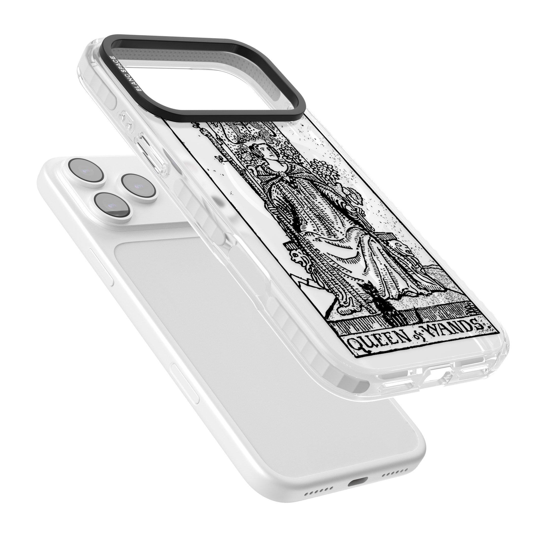 Personalised Queen Of Wands Tarot Card (Clear) iPhone 17 Pro Impact Pro Clear Phone Case Colours