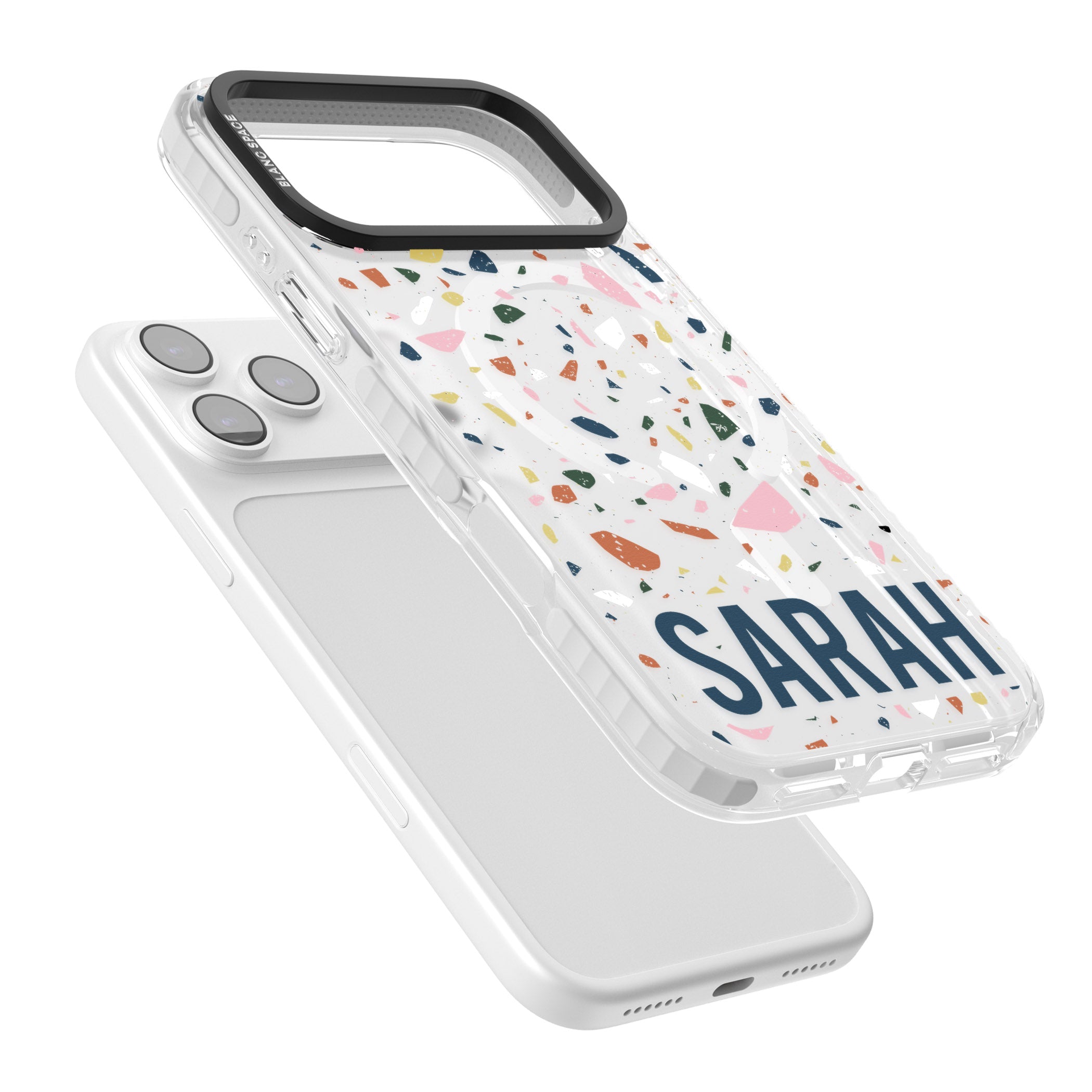 Personalised Terrazzo iPhone 17 Pro Impact Pro Clear Phone Case Colours