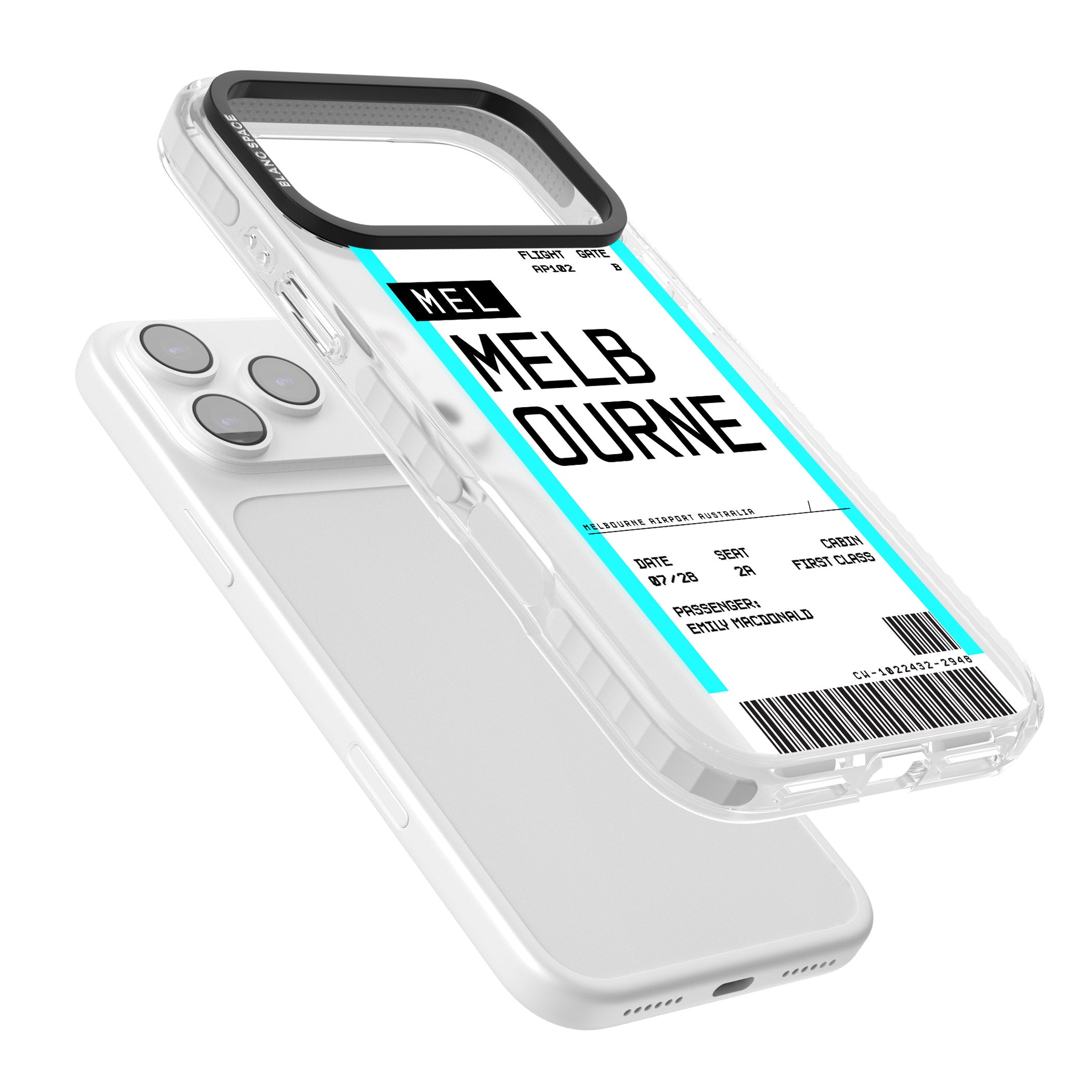 Personalised Melbourne Boarding Pass iPhone 17 Pro Impact Pro Clear Phone Case Colours