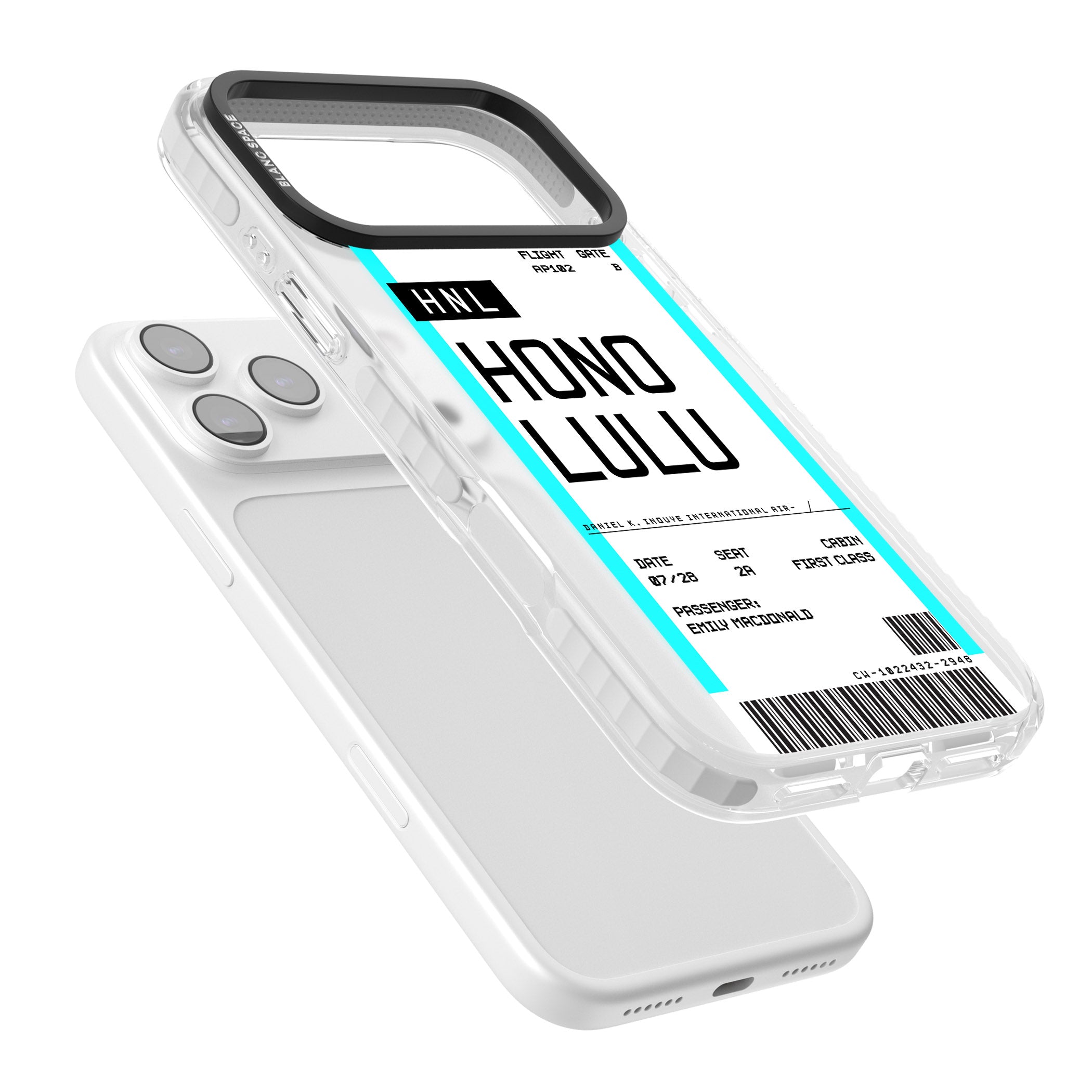 Personalised Honolulu Boarding Pass iPhone 17 Pro Impact Pro Clear Phone Case Colours