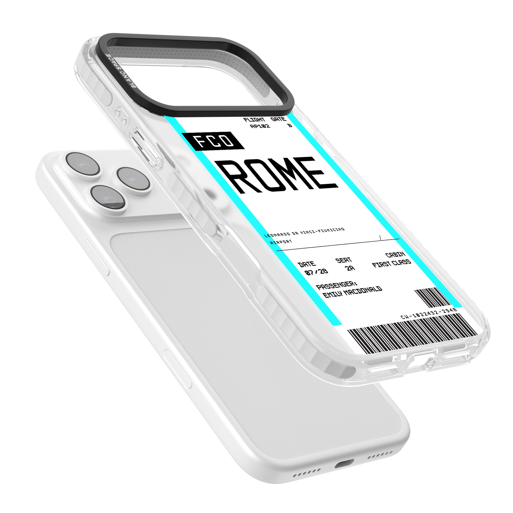 Personalised Rome Boarding Pass iPhone 17 Pro Impact Pro Clear Phone Case Colours