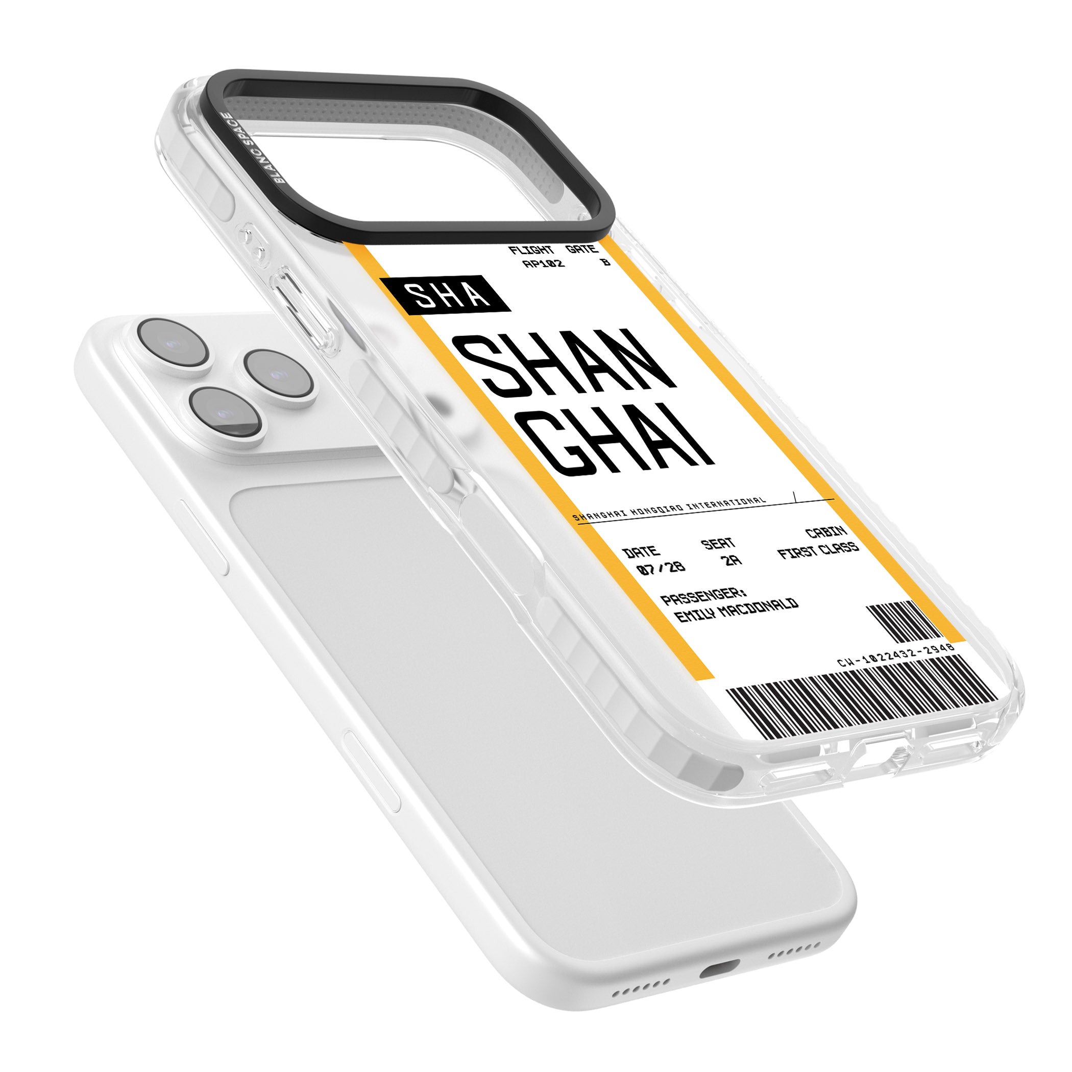 Personalised Shanghai Boarding Pass iPhone 17 Pro Impact Pro Clear Phone Case Colours