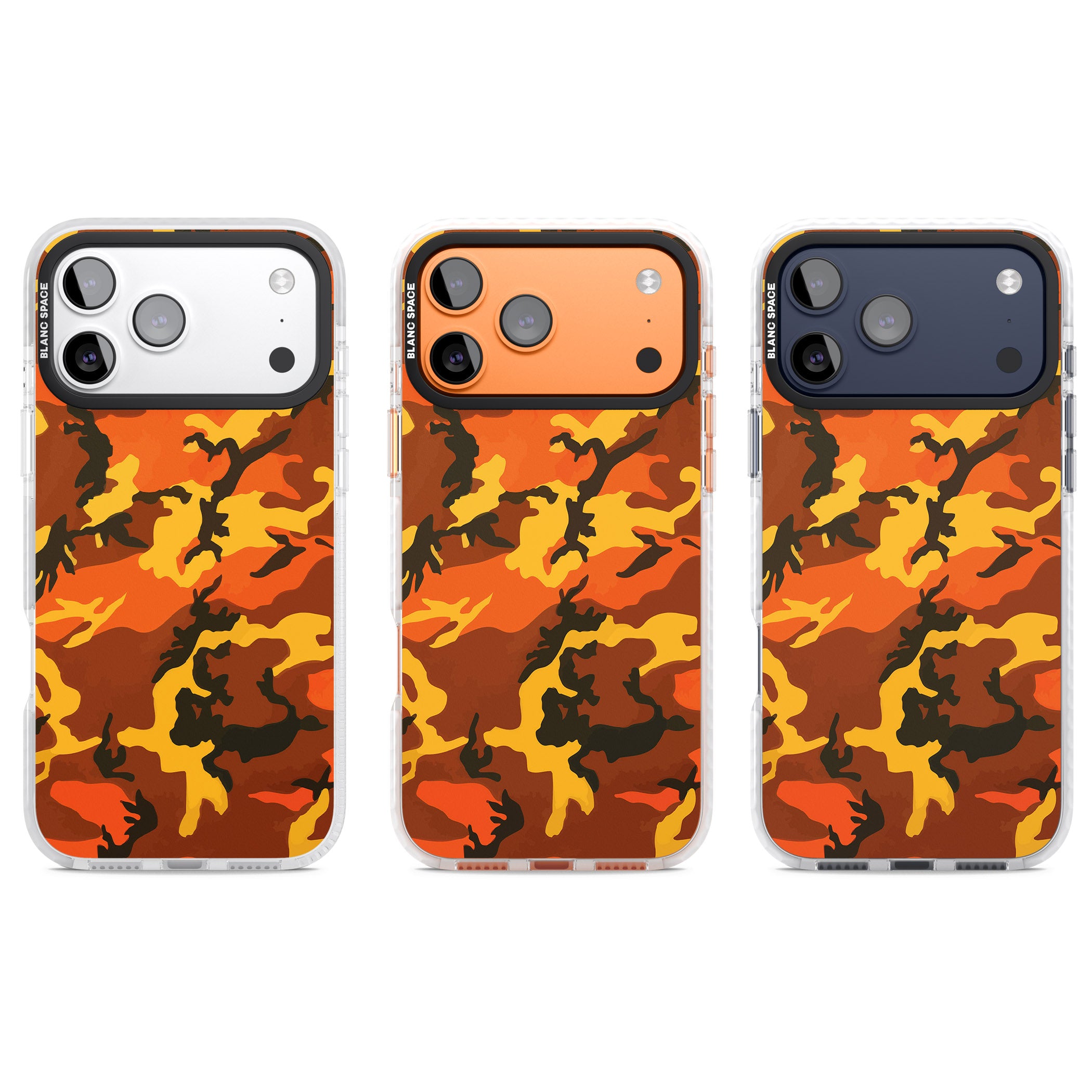 Orange Camo iPhone 17 Pro Impact Pro Clear Phone Case APT Impact Protection