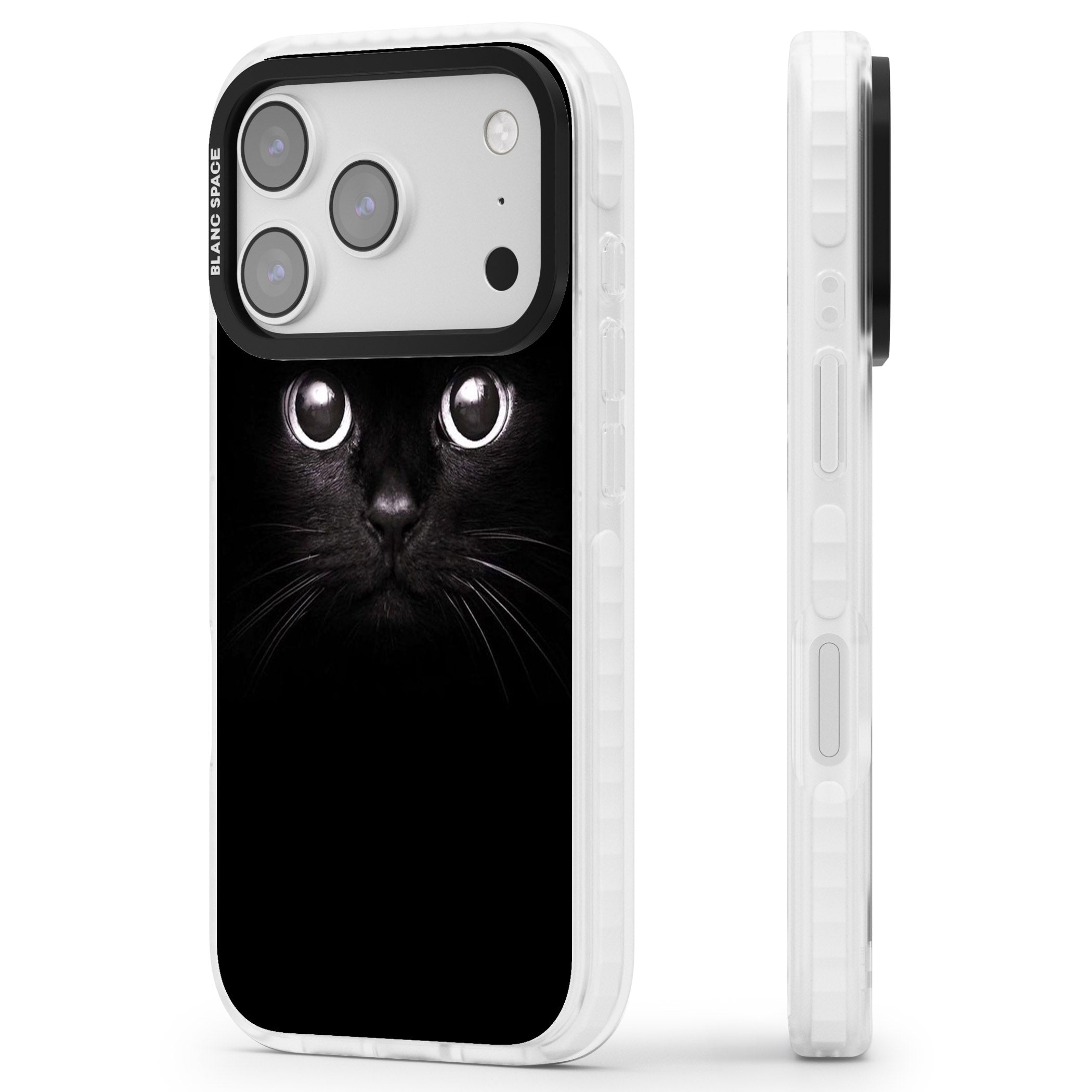 Black Cat iPhone 17 Pro Impact Pro Clear Phone Case Side Profile