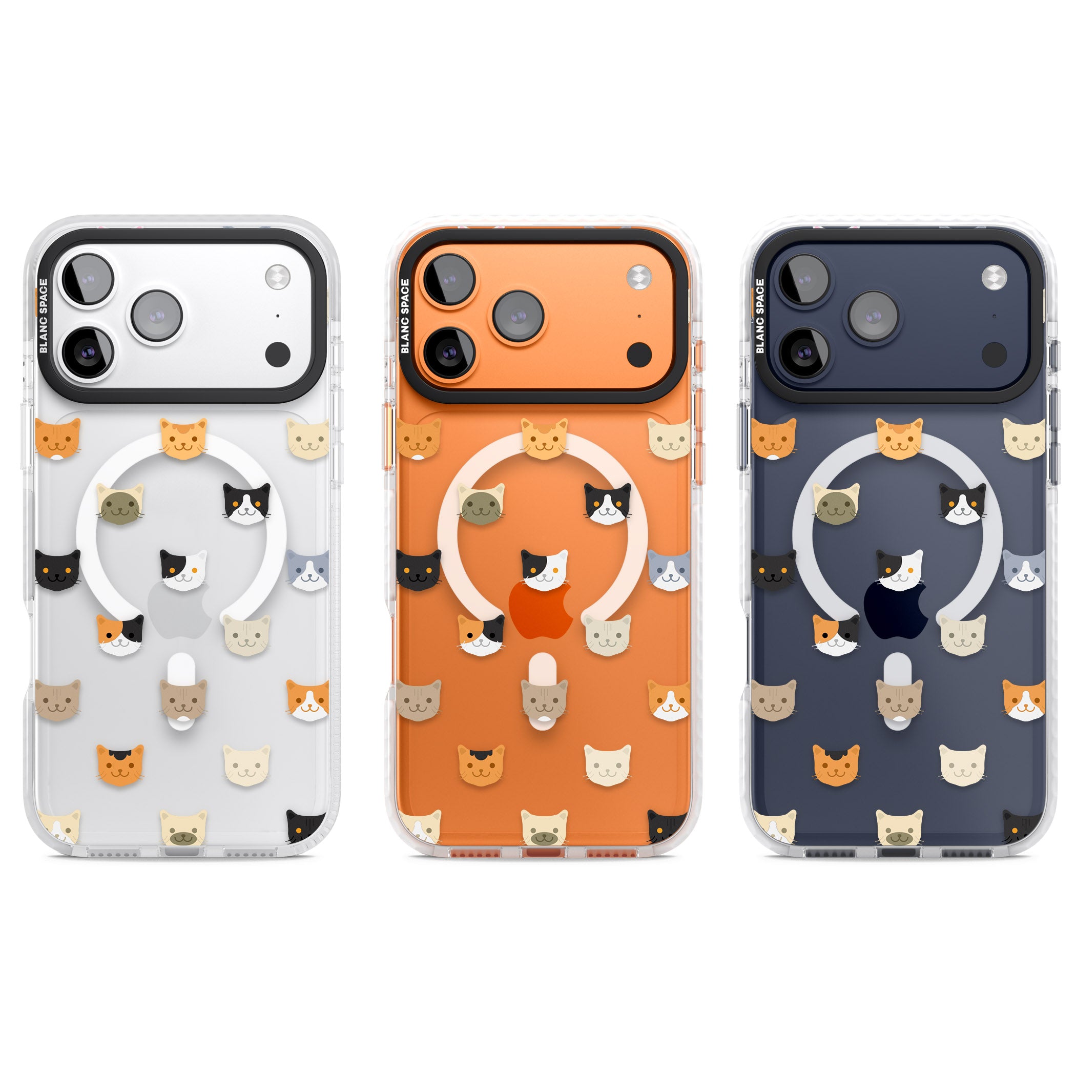 Cute Cat Face Transparent iPhone 17 Pro Impact Pro Clear Phone Case APT Impact Protection