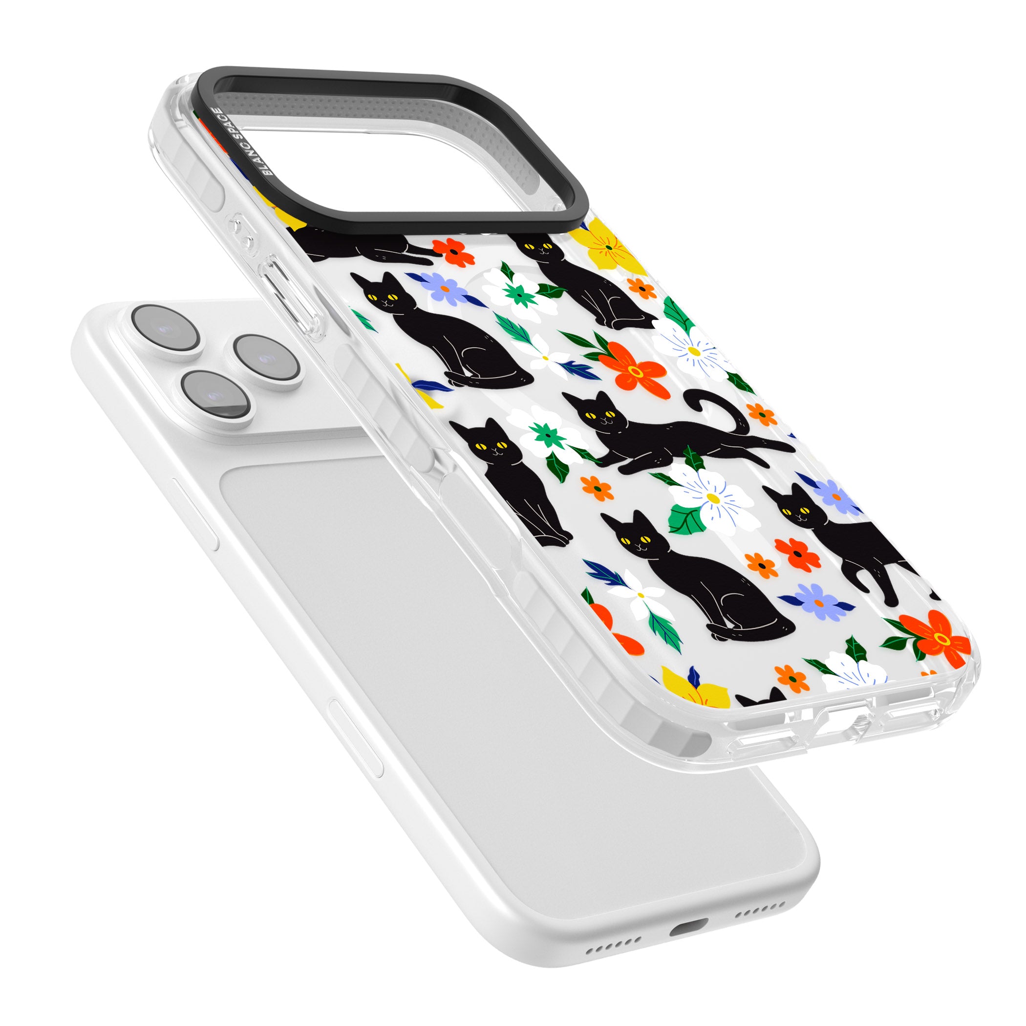 Cats Flowers iPhone 17 Pro Impact Pro Clear Phone Case Colours