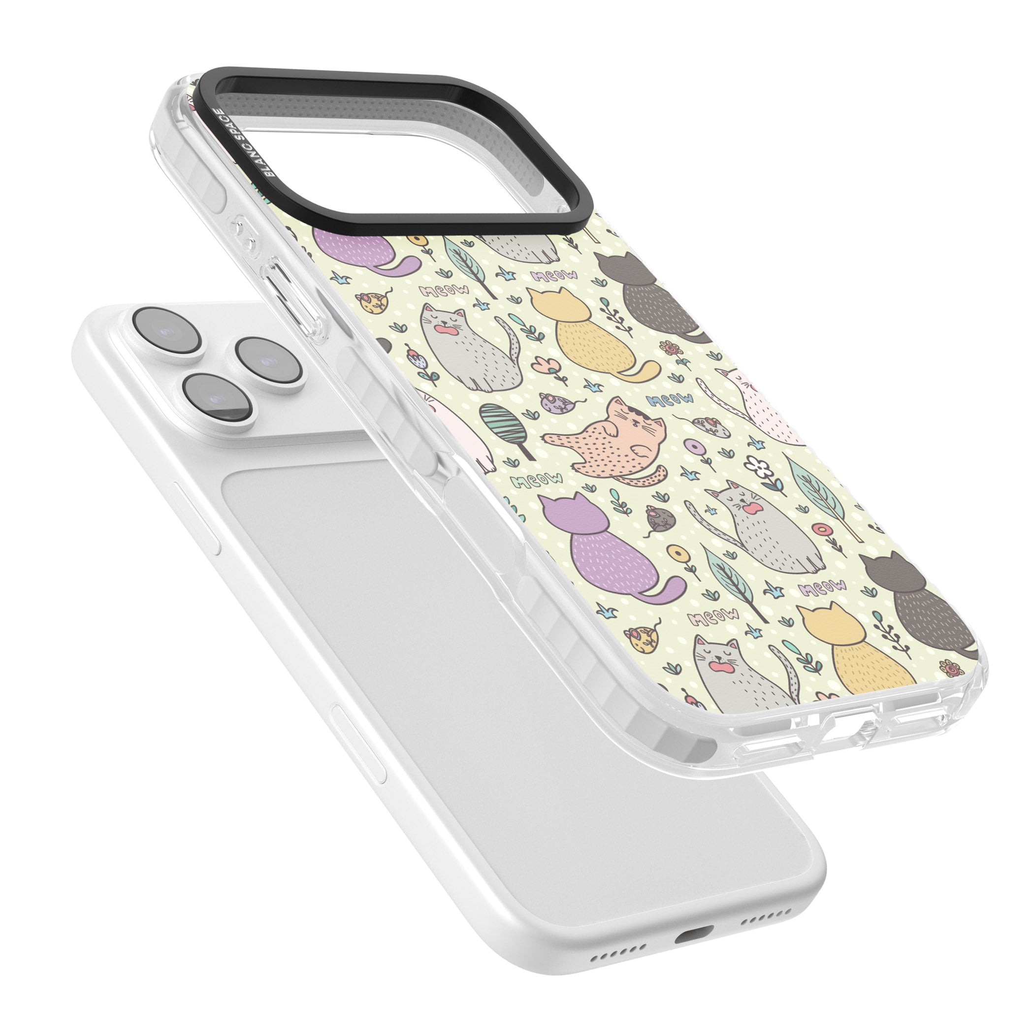Cat Pattern Cream iPhone 17 Pro Impact Pro Clear Phone Case Colours