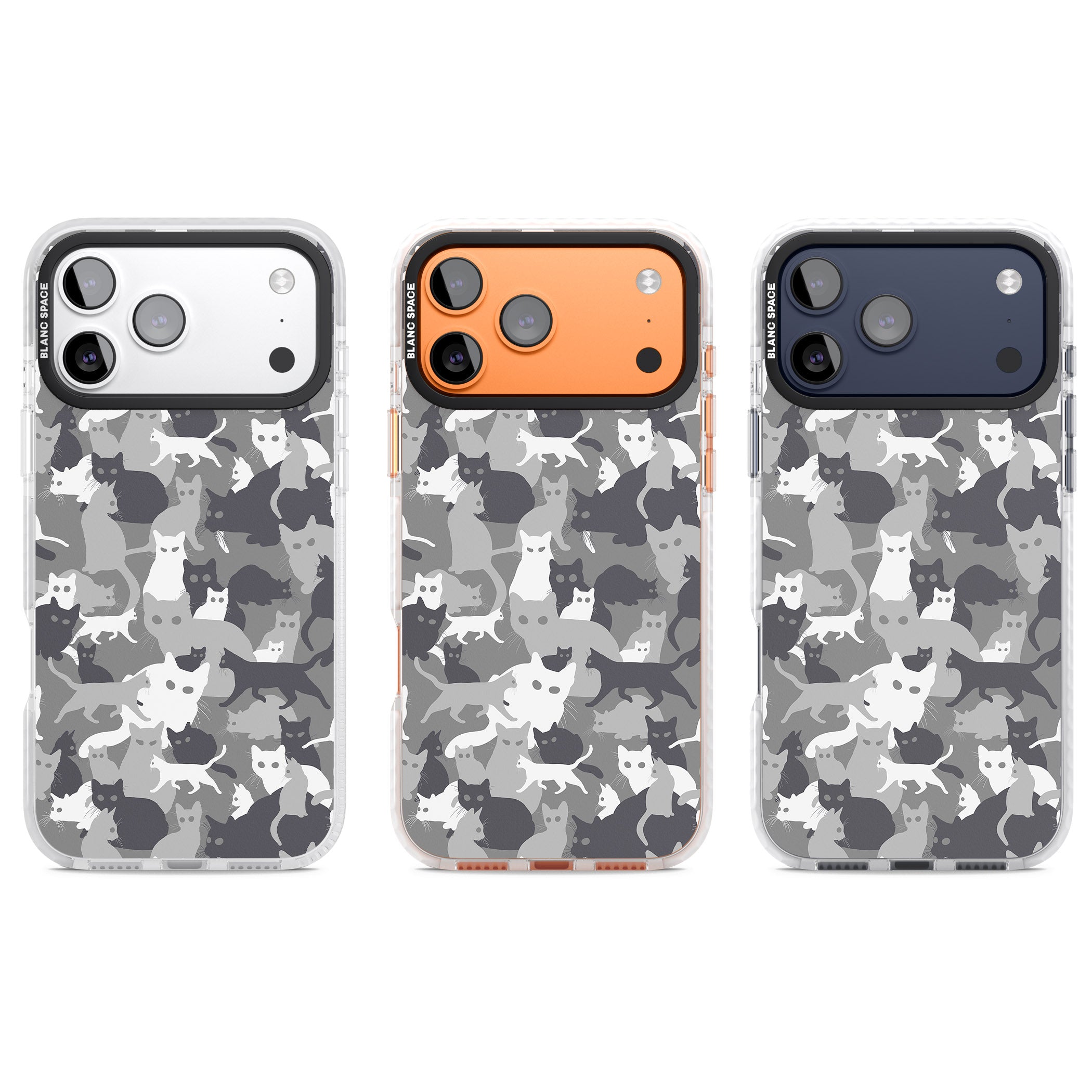Dark Grey Cat Camouflage iPhone 17 Pro Impact Pro Clear Phone Case APT Impact Protection