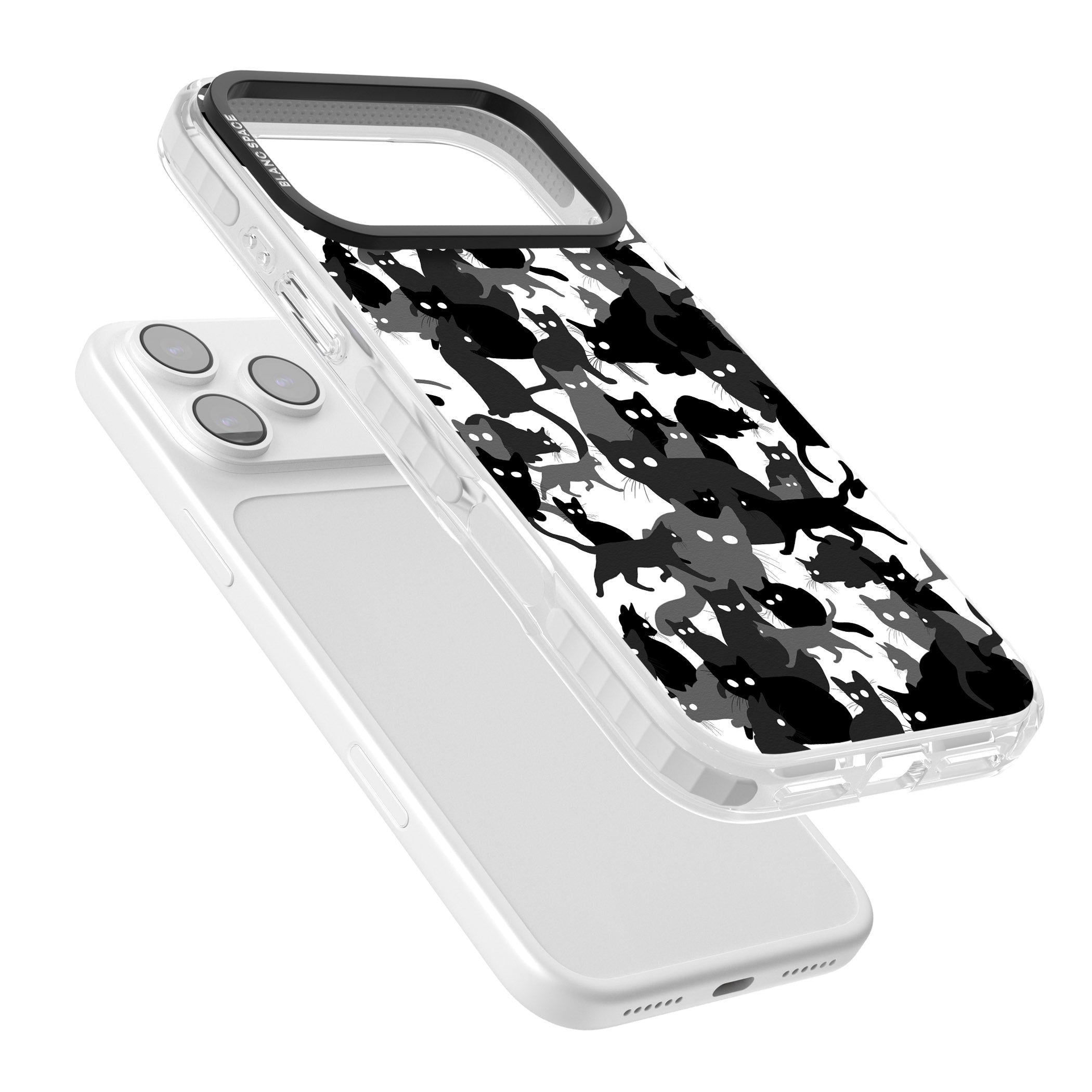 Black & White Cat Camouflage iPhone 17 Pro Impact Pro Clear Phone Case Colours