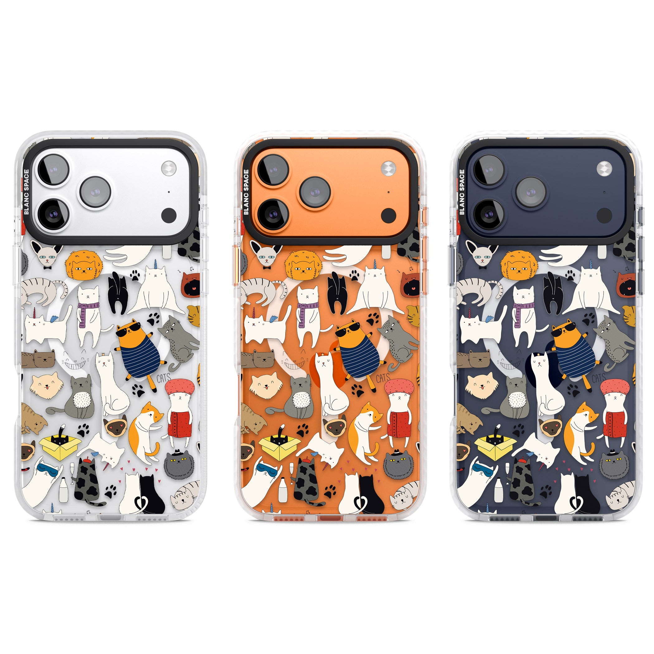 Cartoon Cat Collage iPhone 17 Pro Impact Pro Clear Phone Case APT Impact Protection