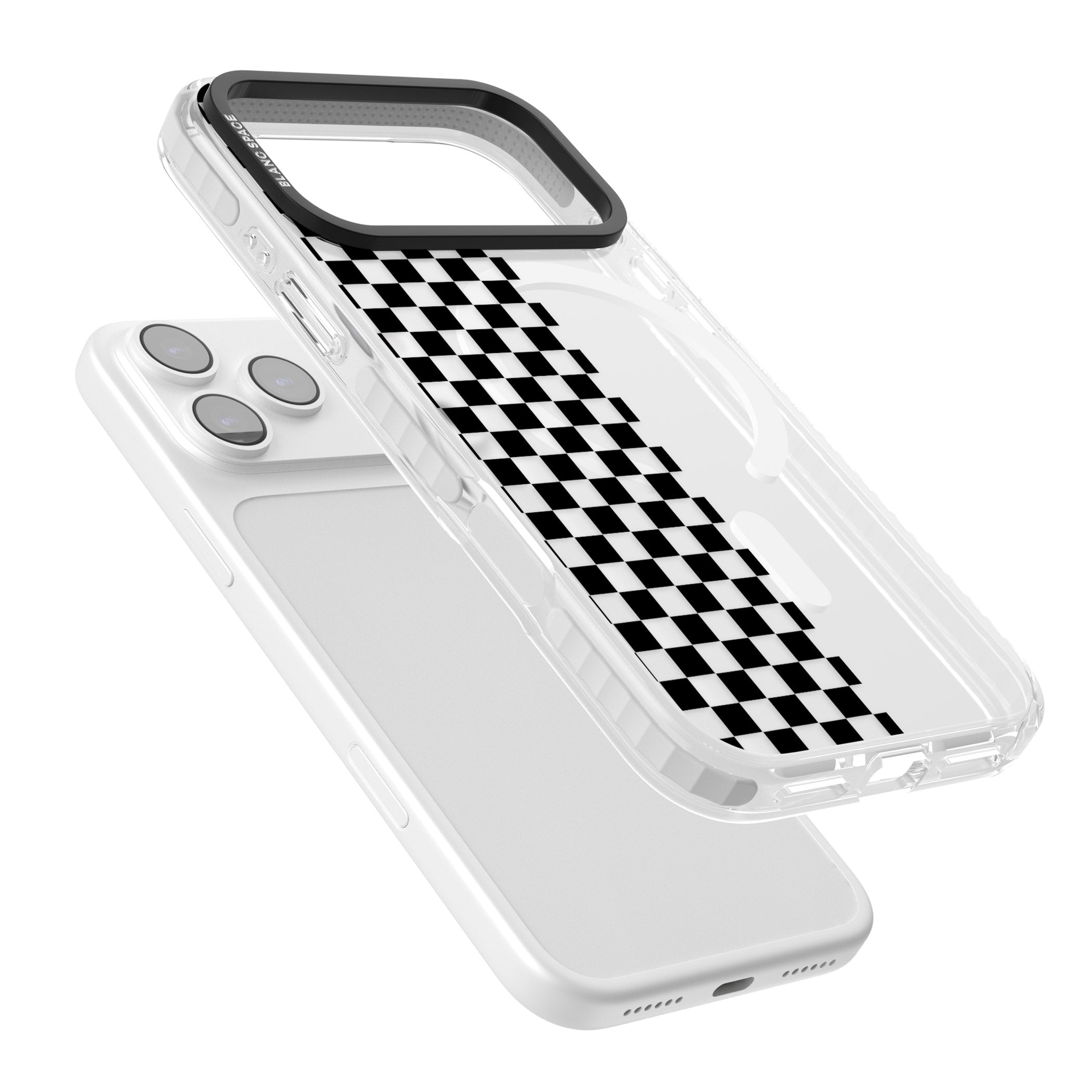 Checker: Half Black Check On Clear iPhone 17 Pro Impact Pro Clear Phone Case Colours