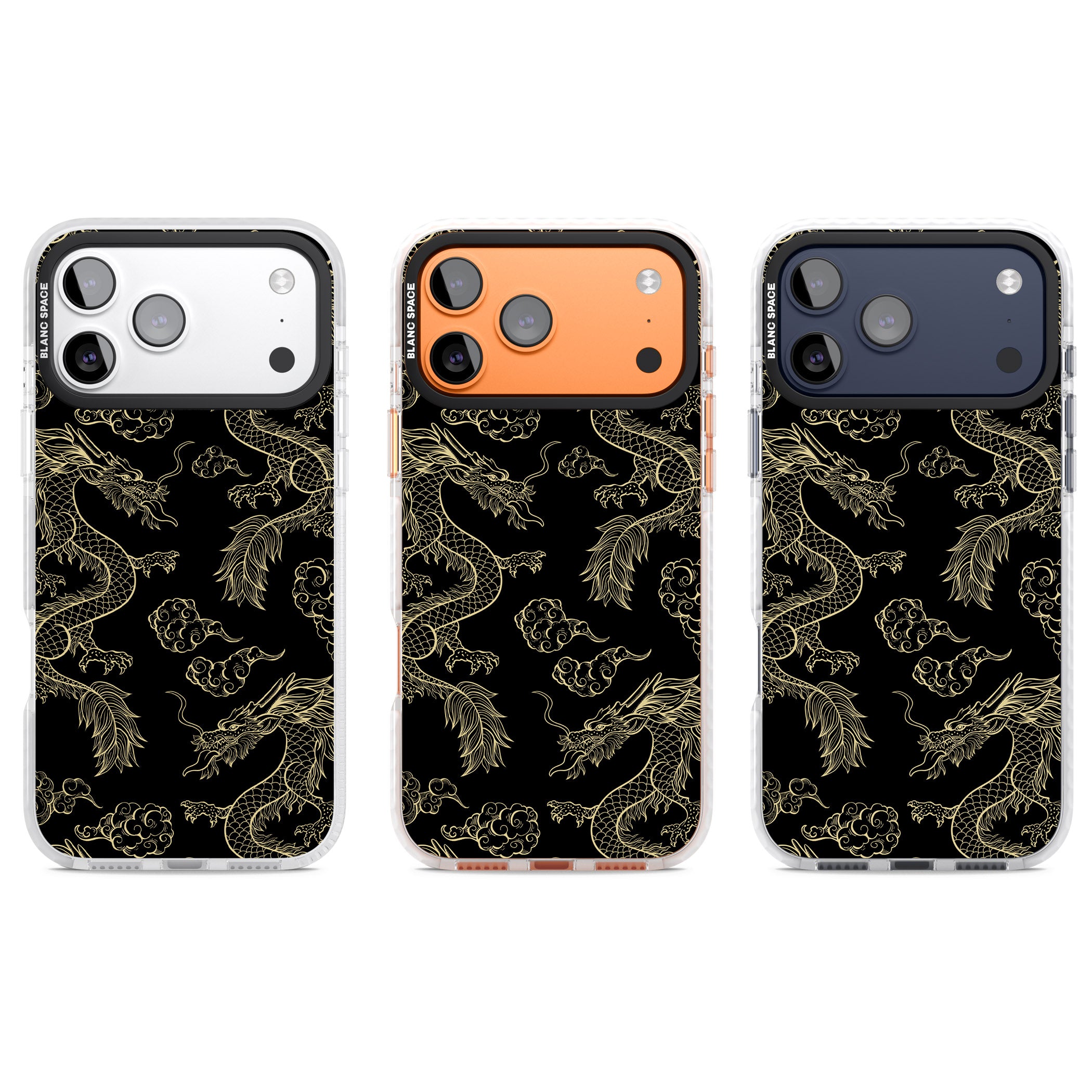 Black And Gold Dragon Pattern iPhone 17 Pro Impact Pro Clear Phone Case APT Impact Protection