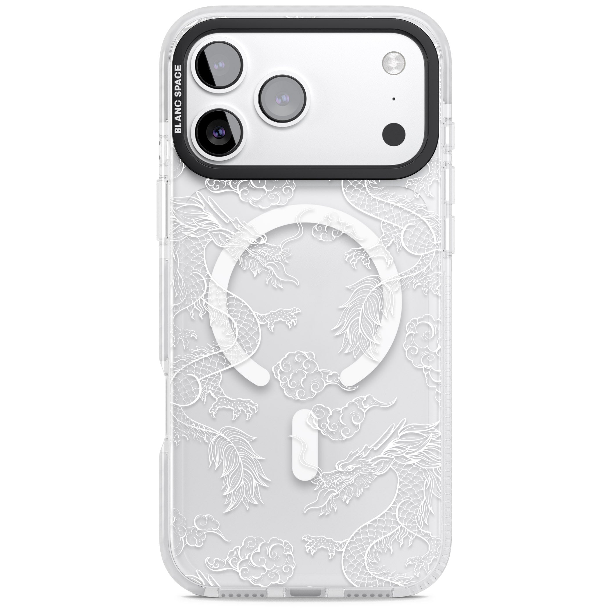 White Dragon Pattern iPhone 17 Pro Impact Pro Clear Phone Case