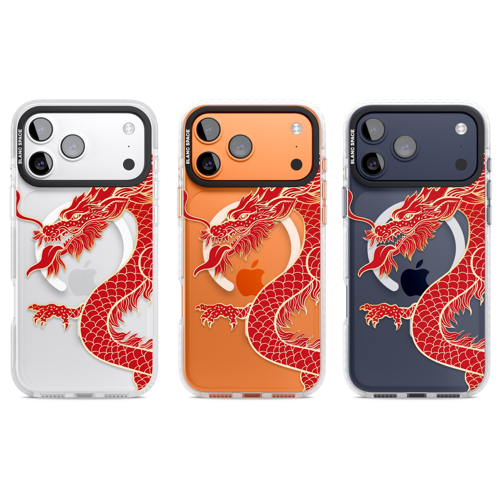 Large Red Dragon iPhone 17 Pro Impact Pro Clear Phone Case APT Impact Protection
