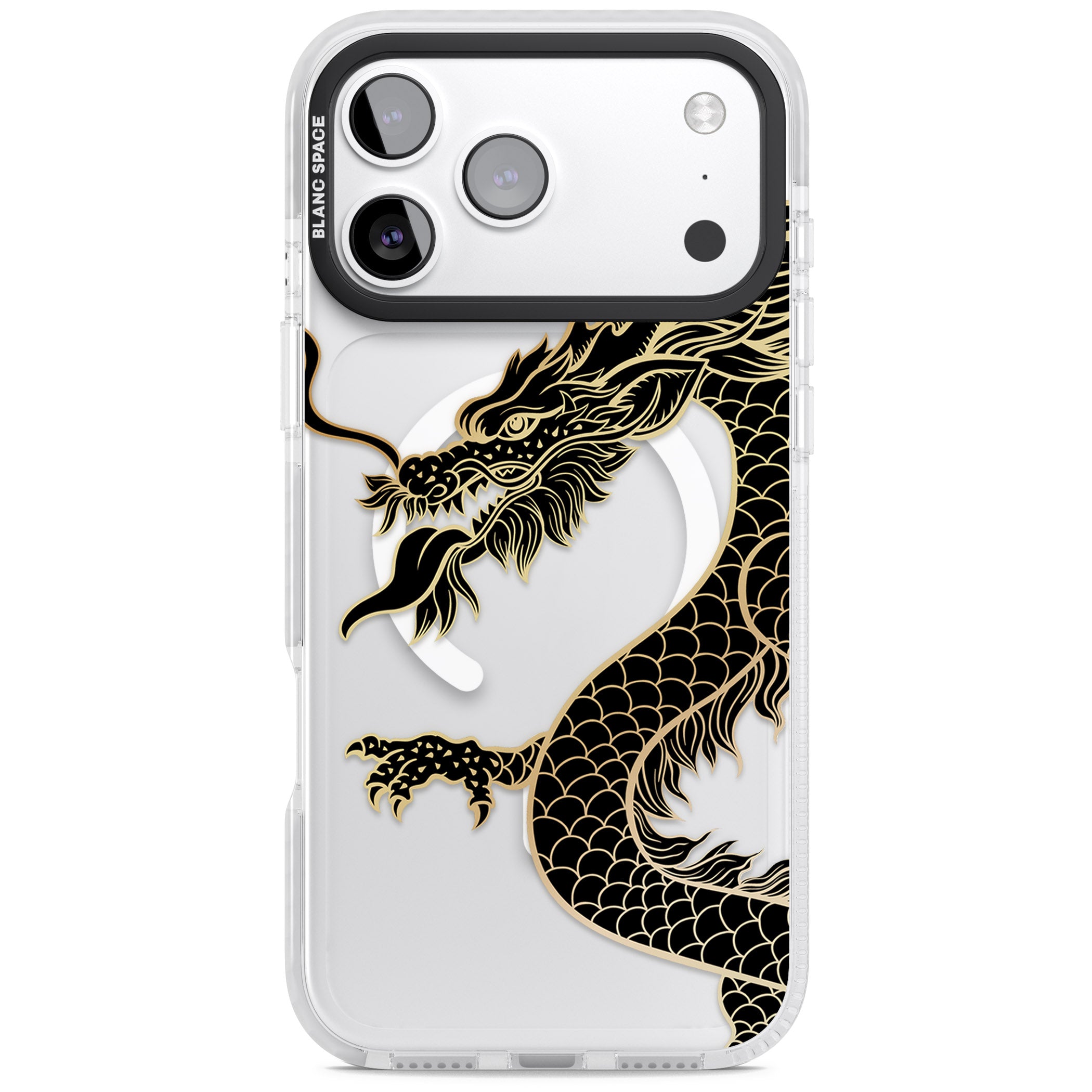 Large Black Dragon iPhone 17 Pro Impact Pro Clear Phone Case