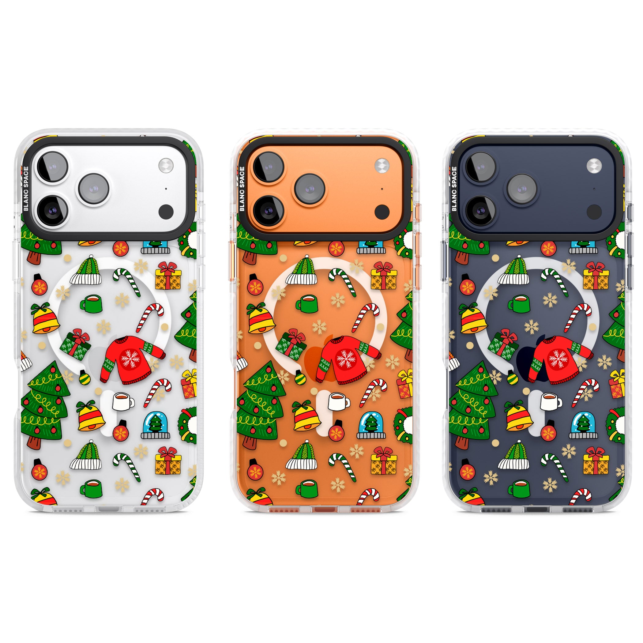 Christmas Mixture Pattern iPhone 17 Pro Impact Pro Clear Phone Case APT Impact Protection