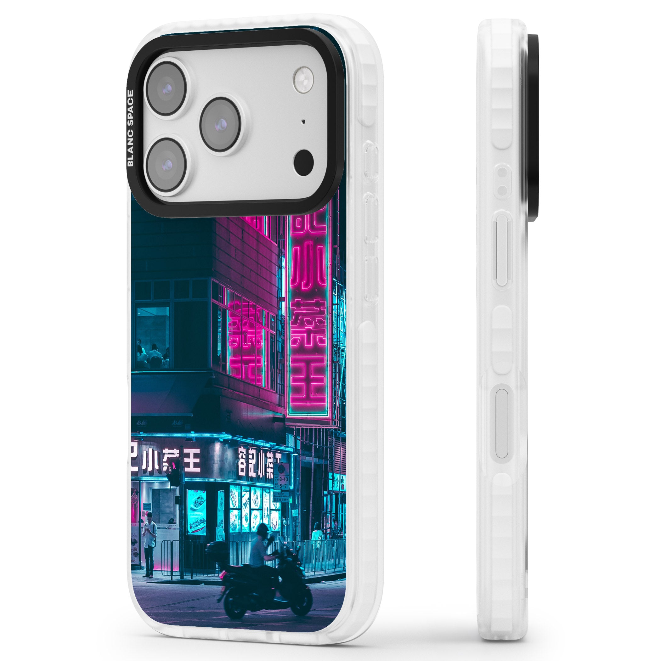Neon City Ride iPhone 17 Pro Impact Pro Clear Phone Case Side Profile