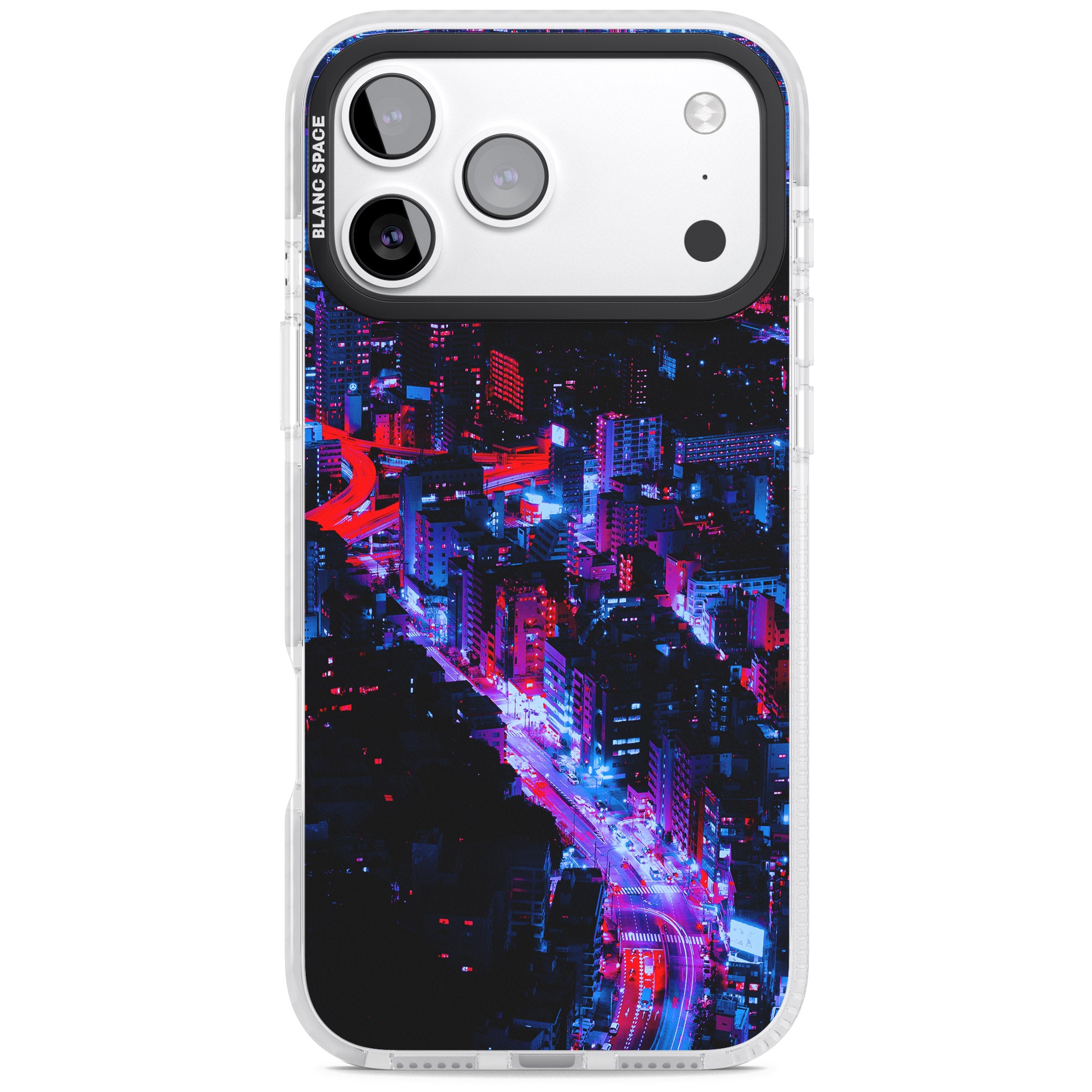 Neon Cityscape iPhone 17 Pro Impact Pro Clear Phone Case